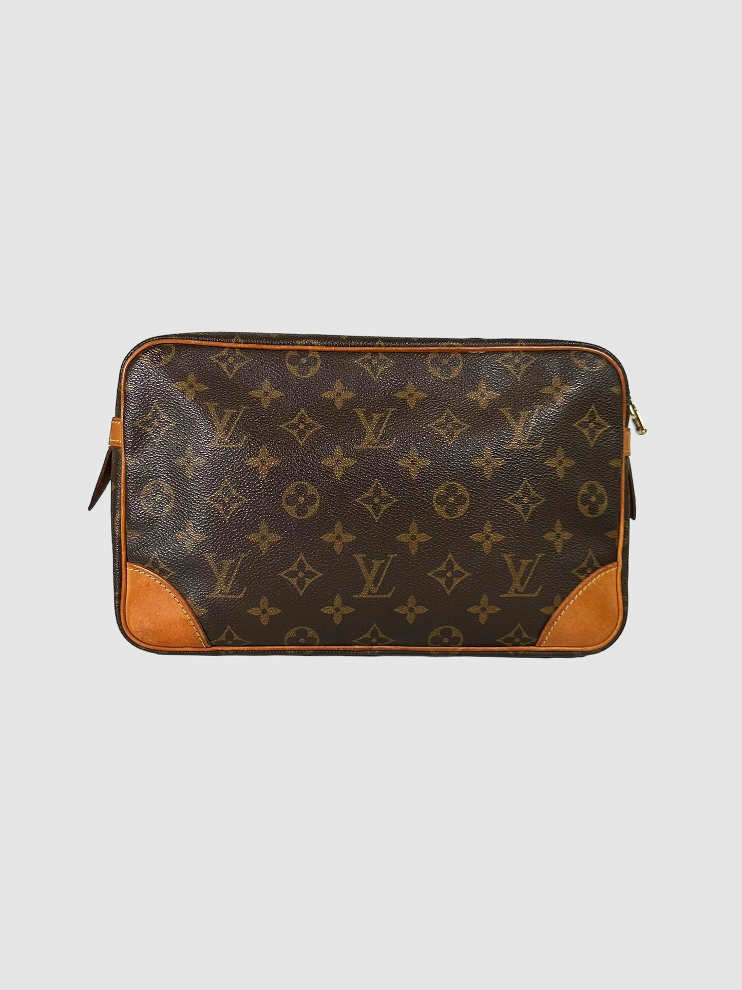 Louis Vuitton Brown Monogram Canvas Compiegne Clutch Consignment Secondhand Designer Luxury Resale Toronto Trendy