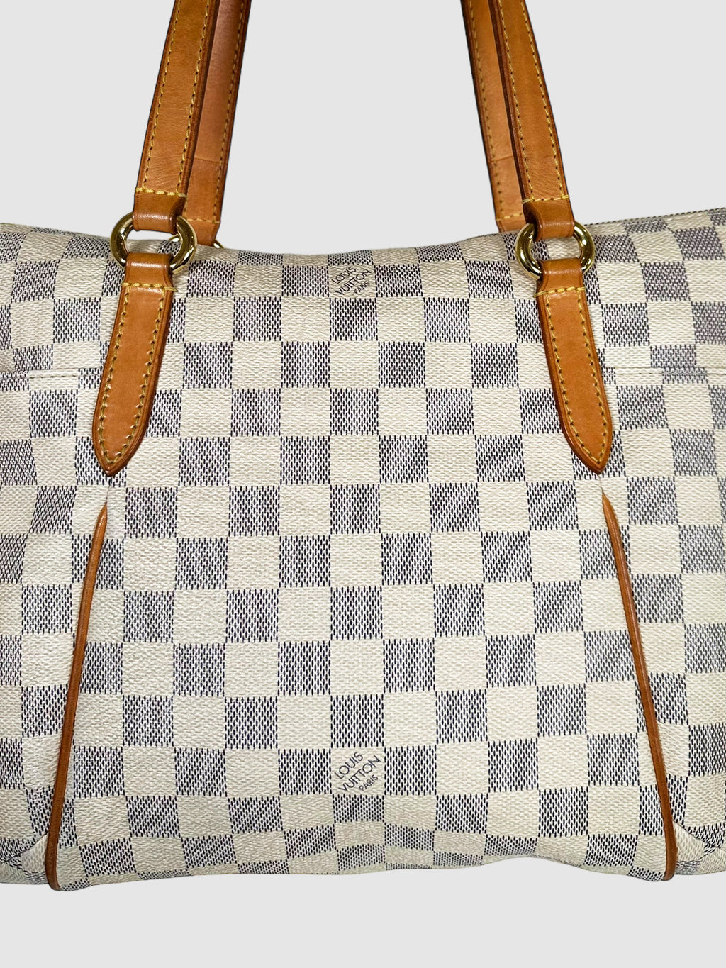 Louis Vuitton Cream and Brown Leather Damier Azur Totally PM Bag Consignment Secondhand Designer Luxury Resale Toronto Trendy