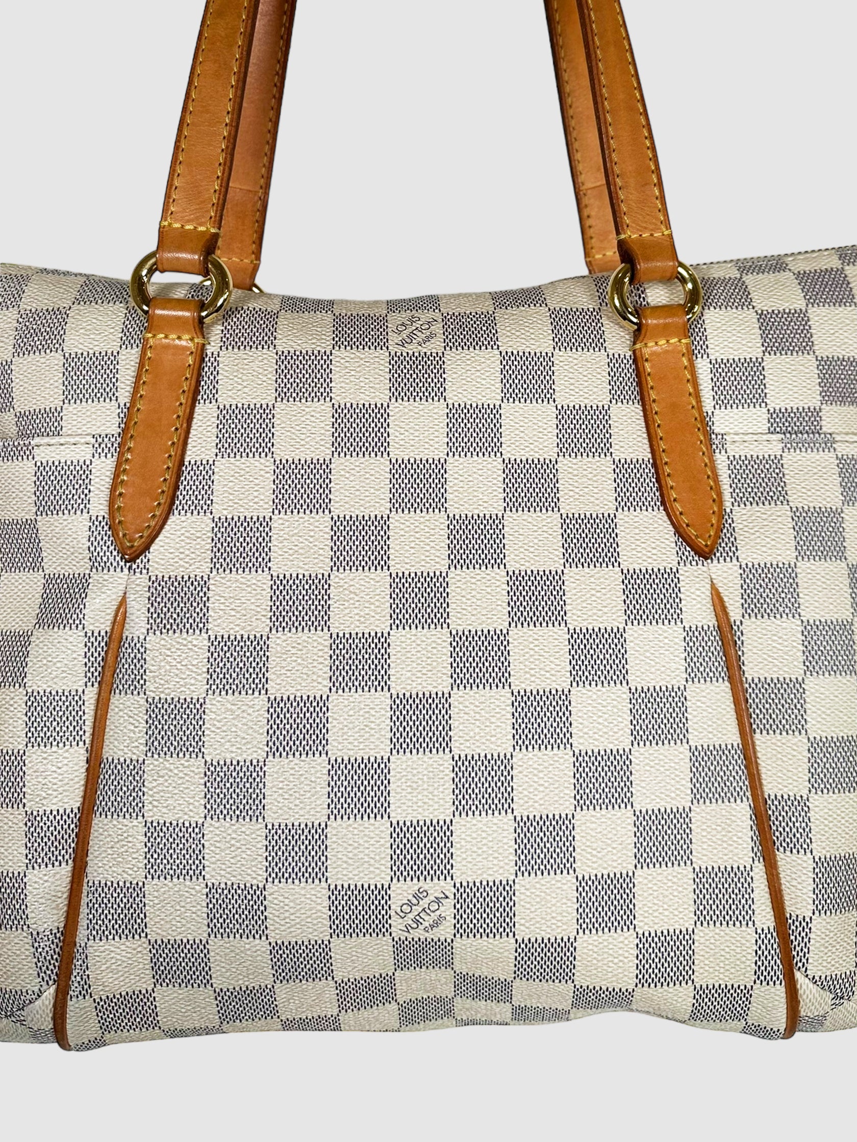 Louis Vuitton Cream and Brown Leather Damier Azur Totally PM Bag Consignment Secondhand Designer Luxury Resale Toronto Trendy