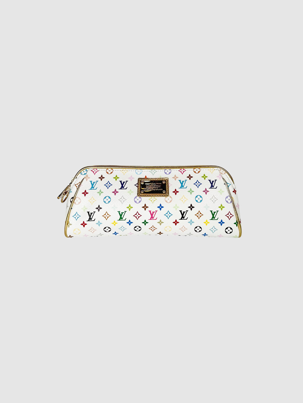 Louis Vuitton White and Multicolour Monogram Leather Kate Clutch Luxury Designer Resale Toronto Canada Consignment Secondhand