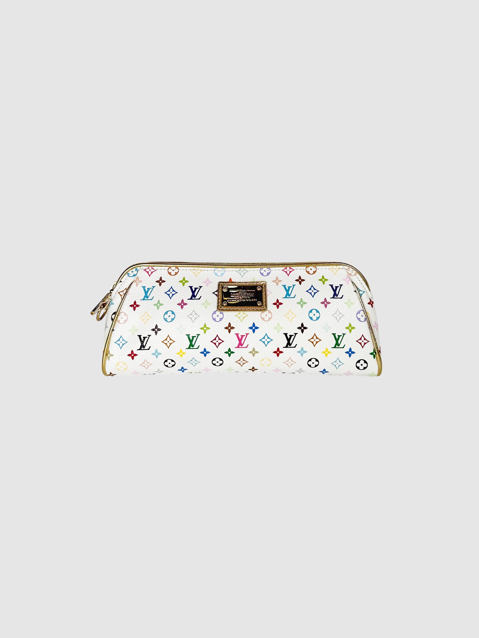 Louis Vuitton White and Multicolour Monogram Leather Kate Clutch Luxury Designer Resale Toronto Canada Consignment Secondhand