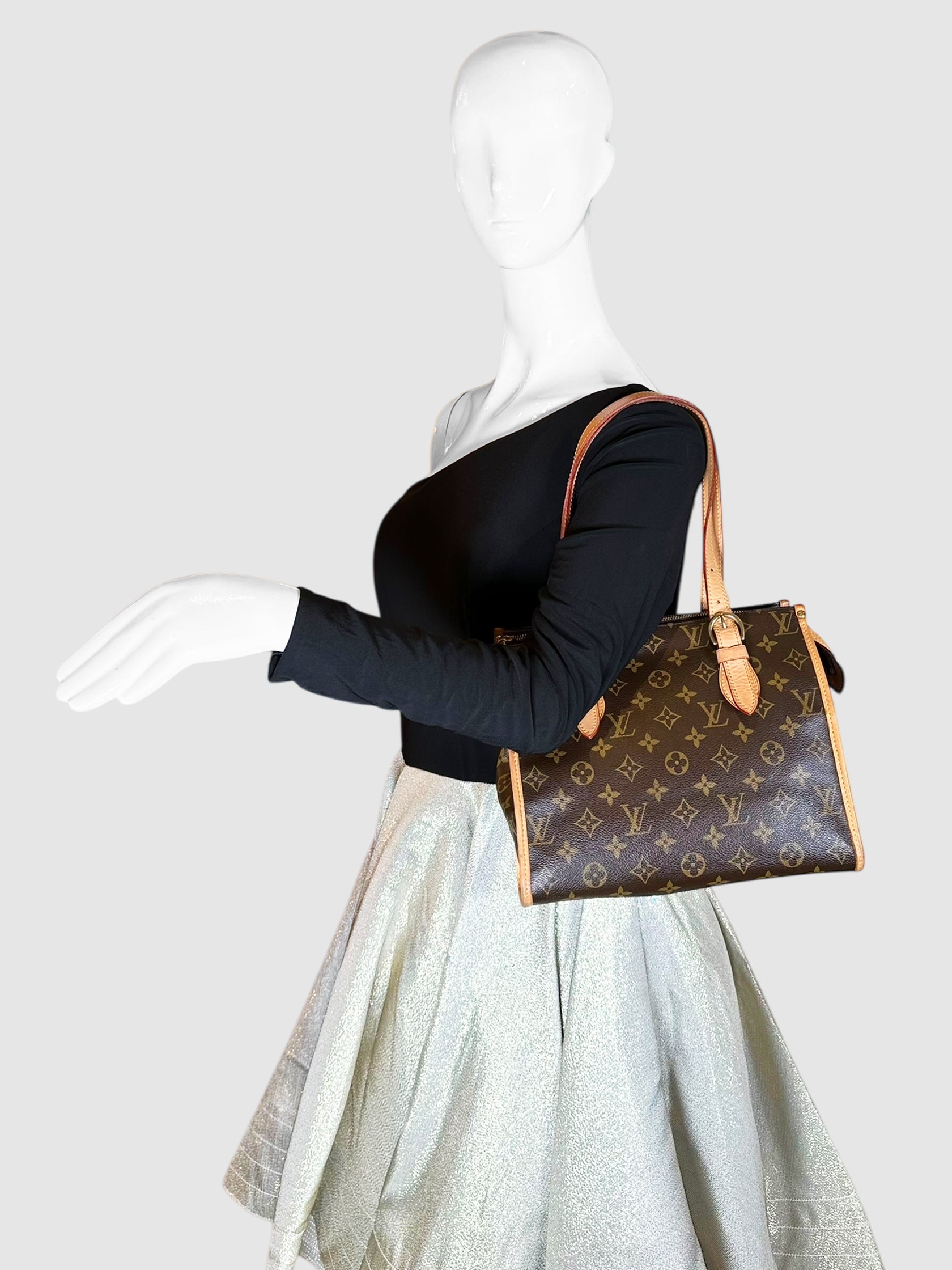 Louis Vuitton Brown Monogram Canvas and Leather Popincourt Haut Shoulder Bag Luxury Designer Resale Consignment Toronto Secondhand