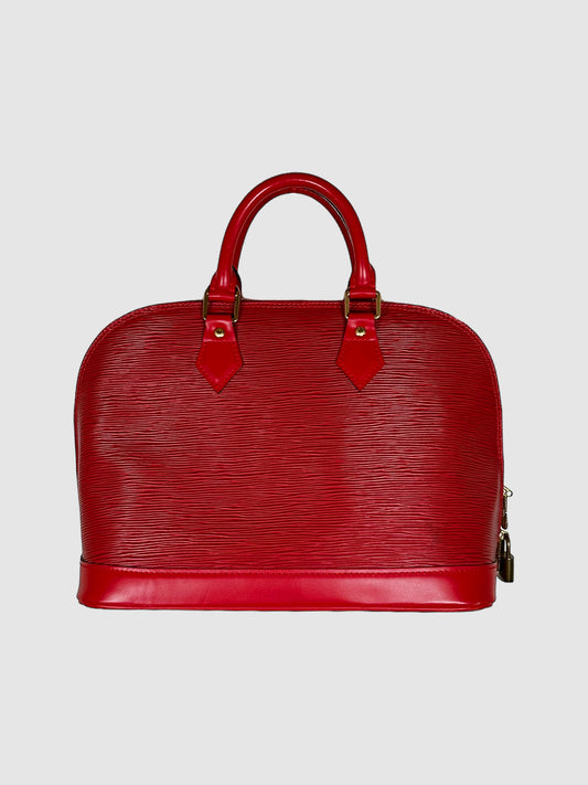 Louis Vuitton Red Epi Leather Alma PM Bag Consignment Secondhand Designer Luxury Resale Toronto Trendy