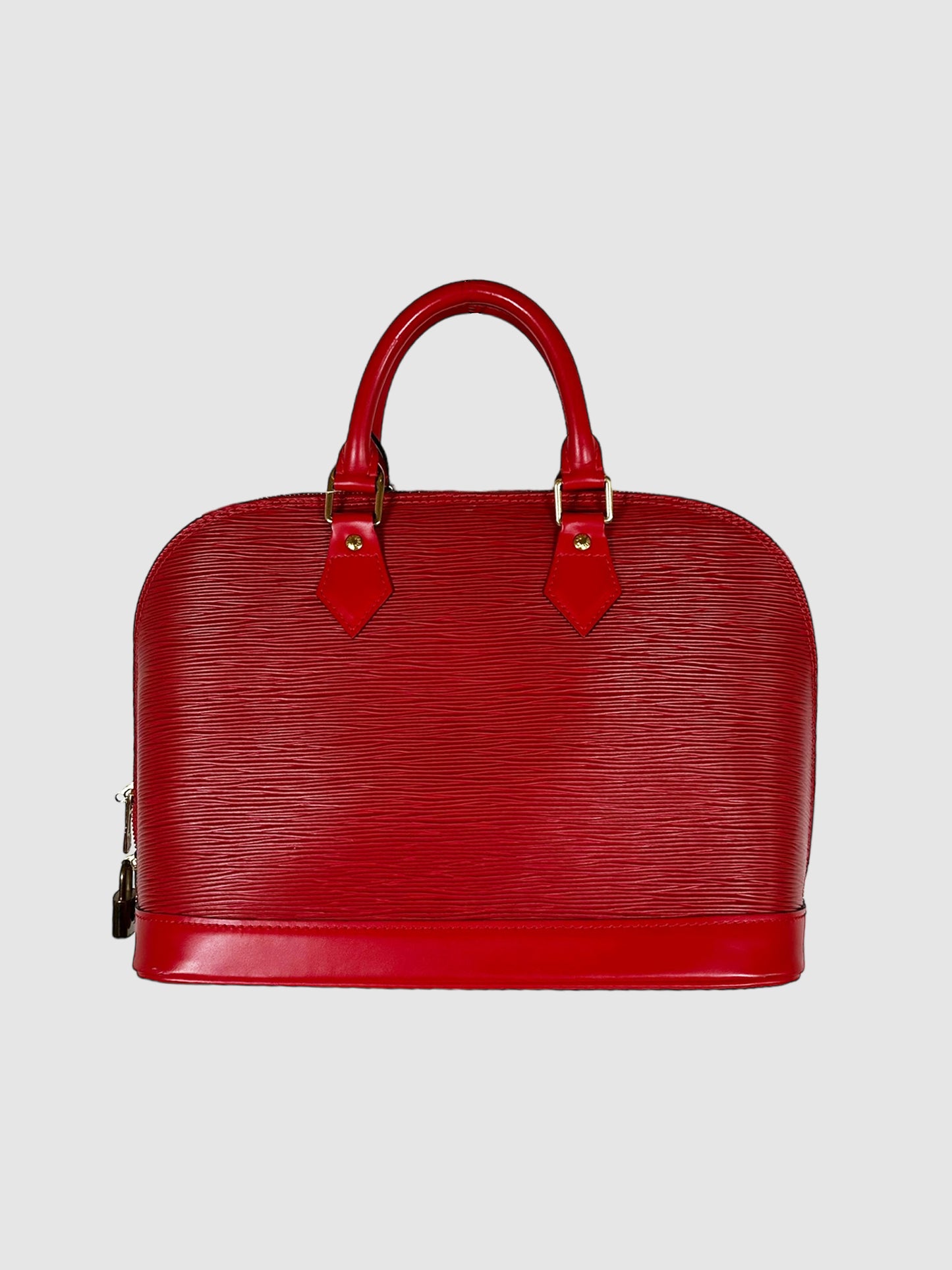 Louis Vuitton Red Epi Leather Alma PM Bag Consignment Secondhand Designer Luxury Resale Toronto Trendy