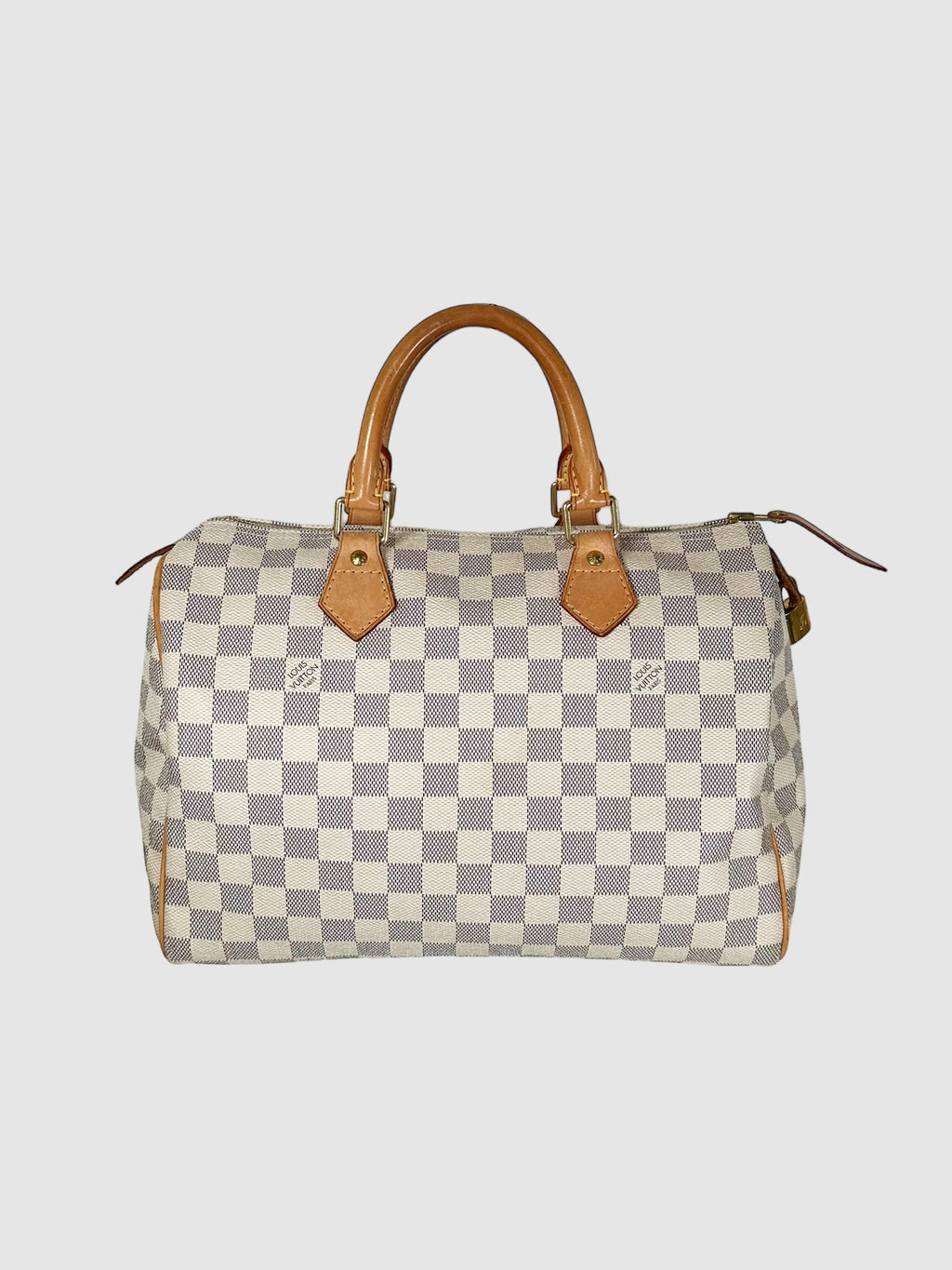 Louis Vuitton Off-White and Blue Canvas and Leather Speedy 30 Damier Azur Bag Consignment Secondhand Designer Luxury Resale Toronto Trendy