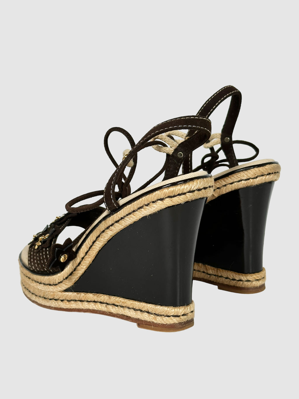 Suede Wedge Sandals - Size 38