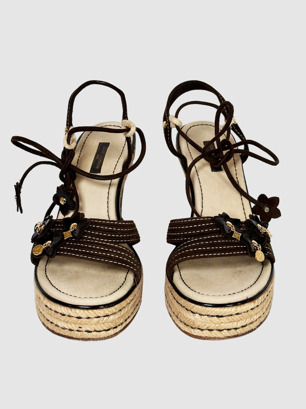 Suede Wedge Sandals - Size 38