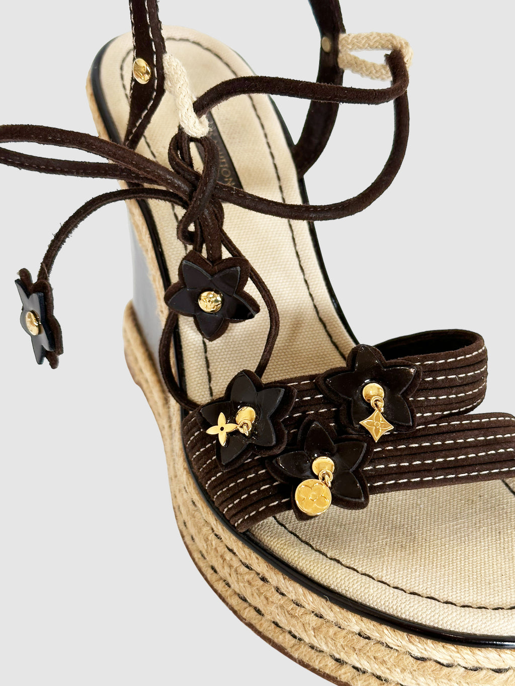 Suede Wedge Sandals - Size 38