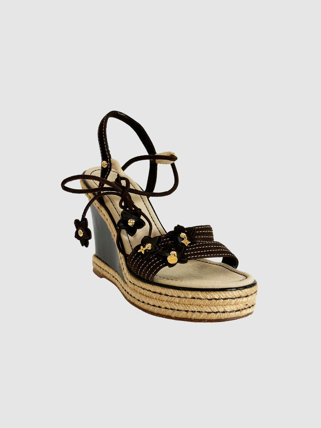 Suede Wedge Sandals - Size 38