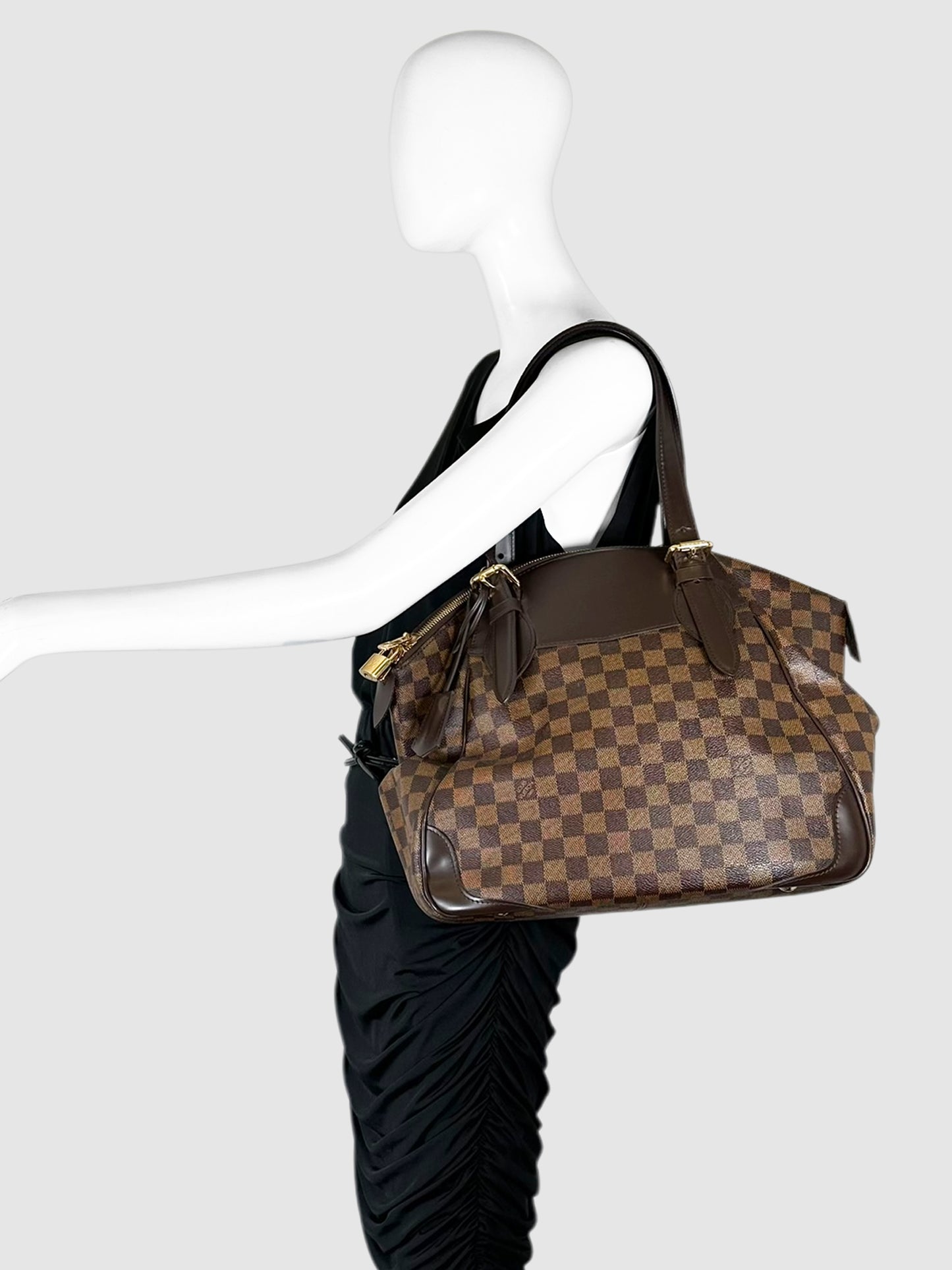 Louis Vuitton Brown Canvas and Leather 2010 Damier Ebene Verona MM Bag Luxury Designer Resale Consignment Canada Toronto