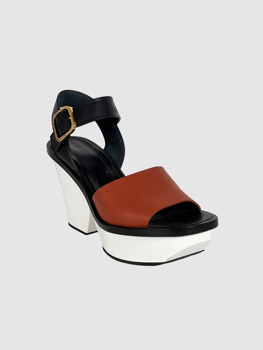 Marni Leather Wedge Sandals - Size 37