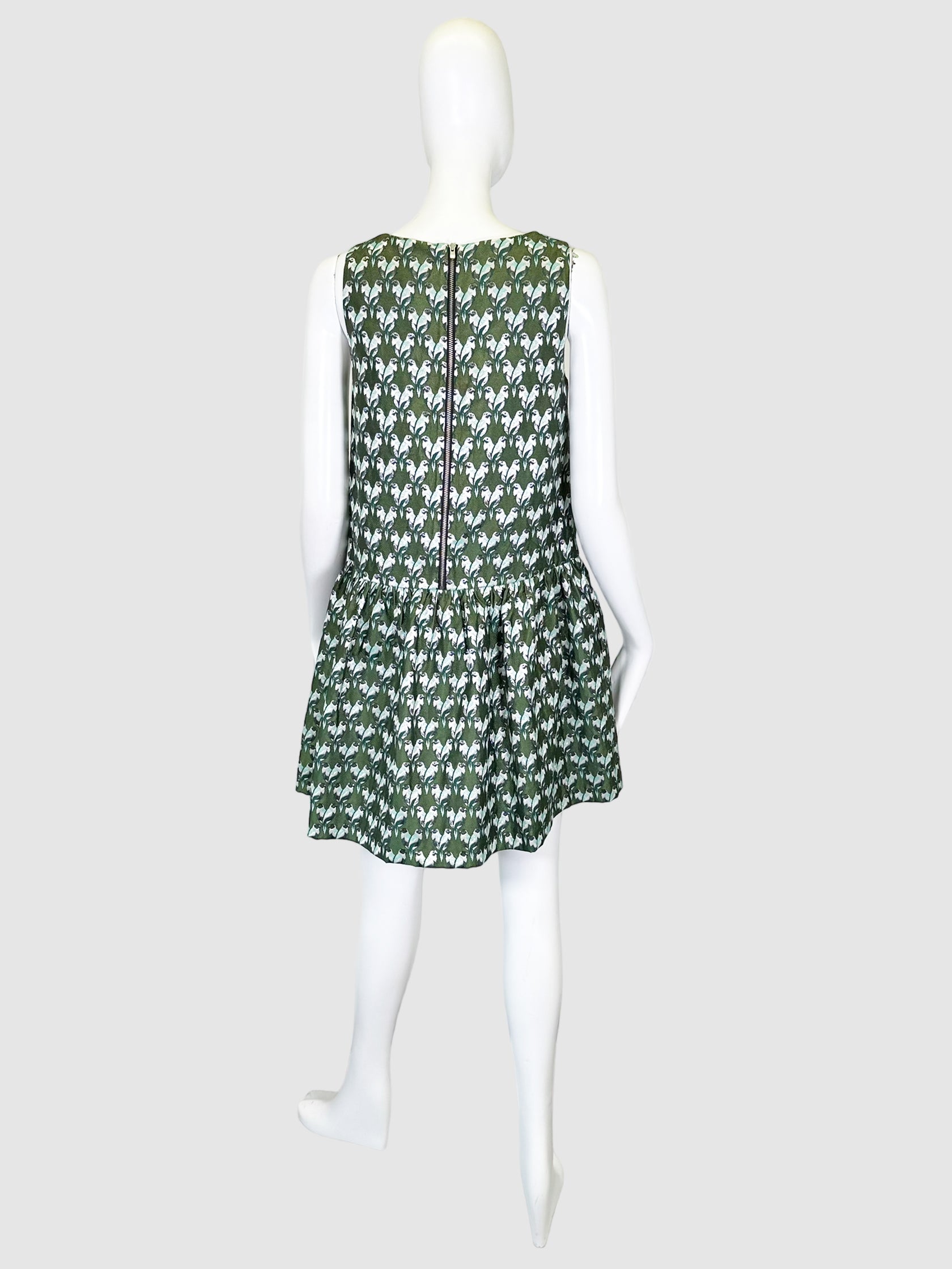 Maje Bird Pattern High Neck Mini Dress - Size 1