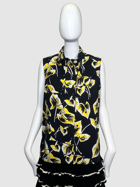 Floral Print Sleeveless Shirt - Size 44
