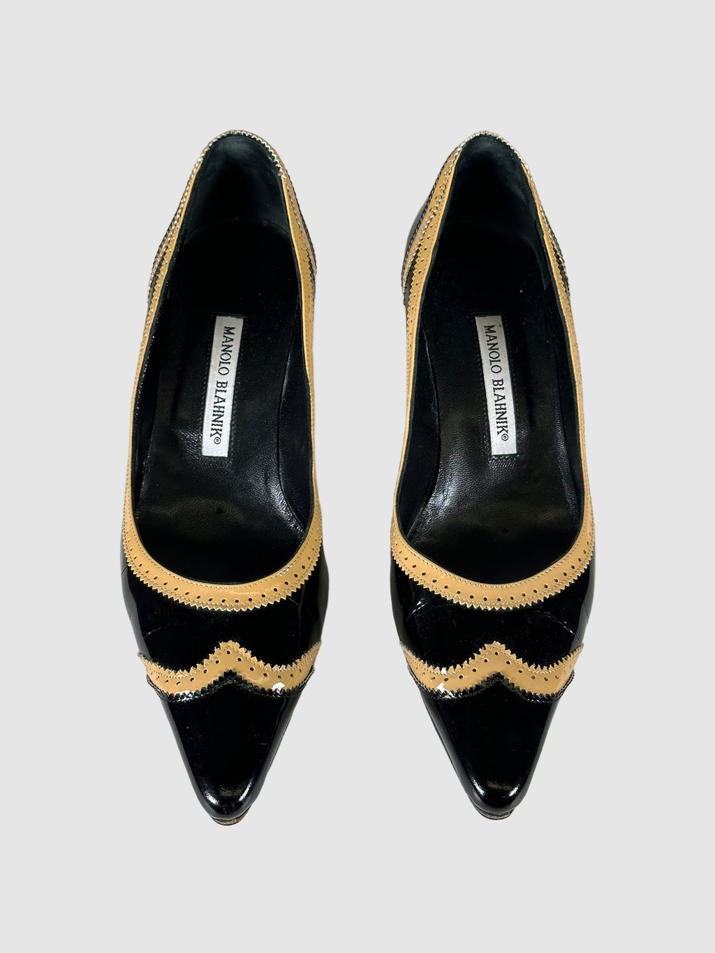 Patent Leather Contrast Stitch Pumps - Size 37.5