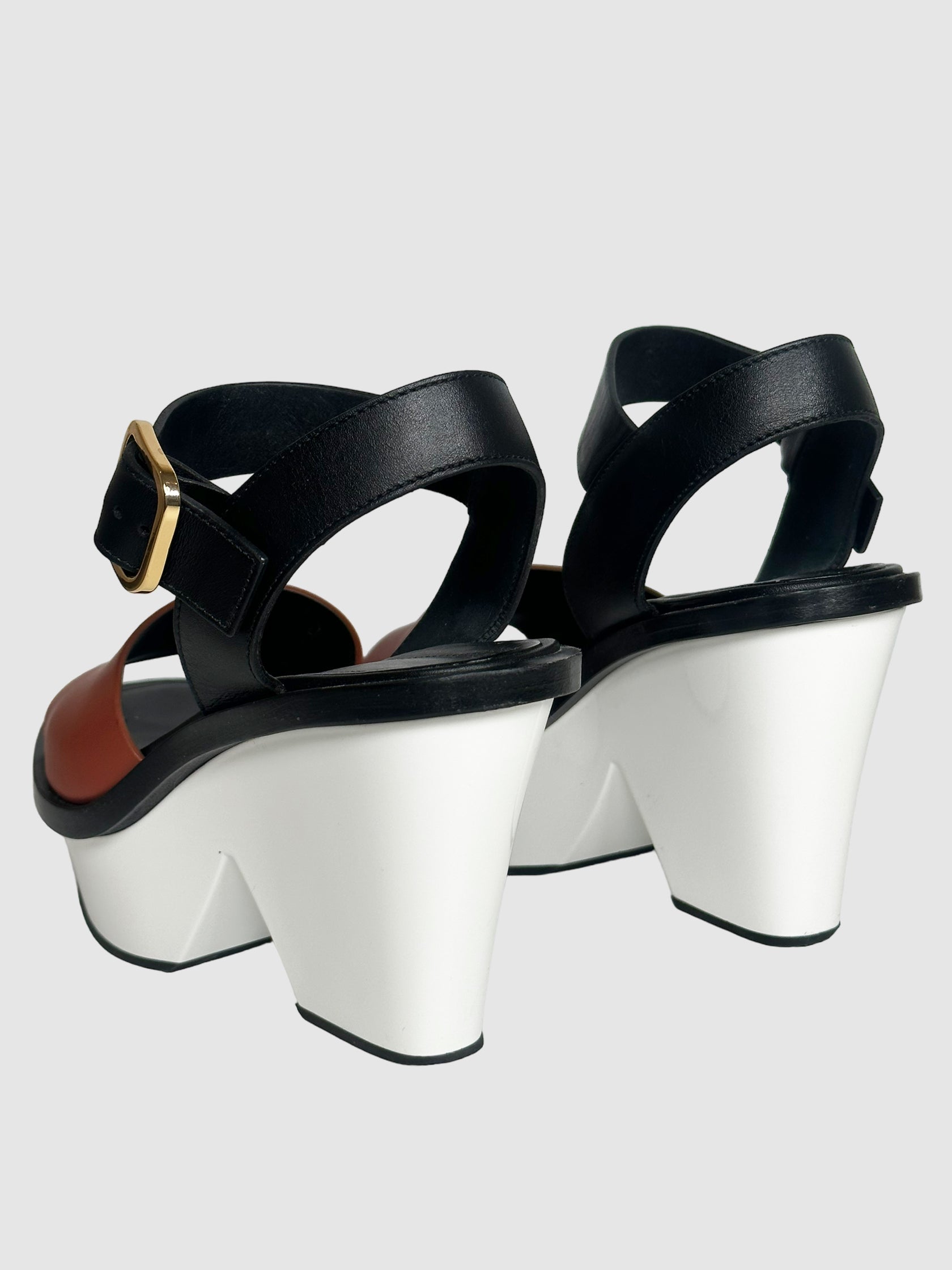 Marni Leather Wedge Sandals - Size 37