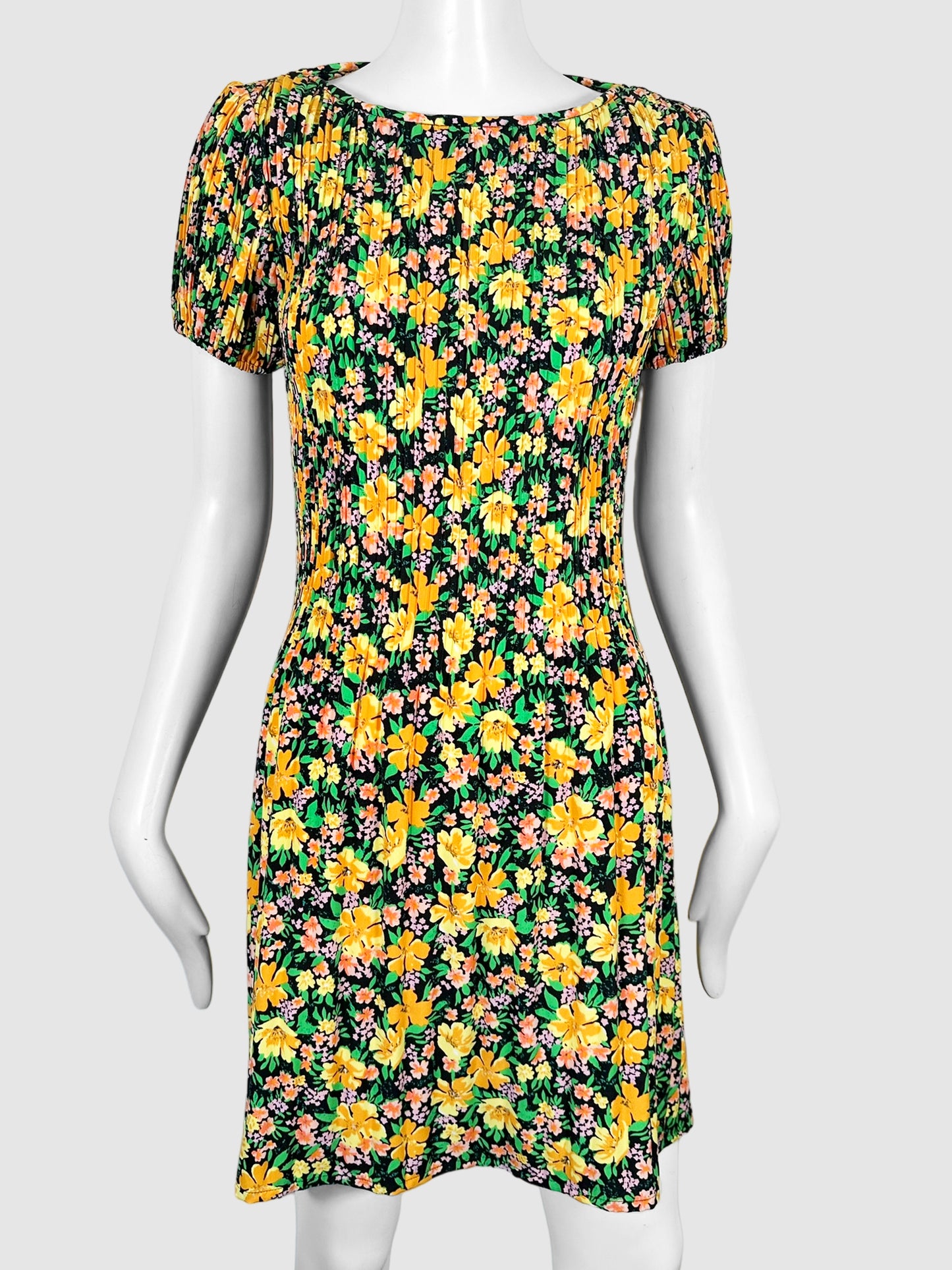 Floral Pleated Mini Dress - Size 1