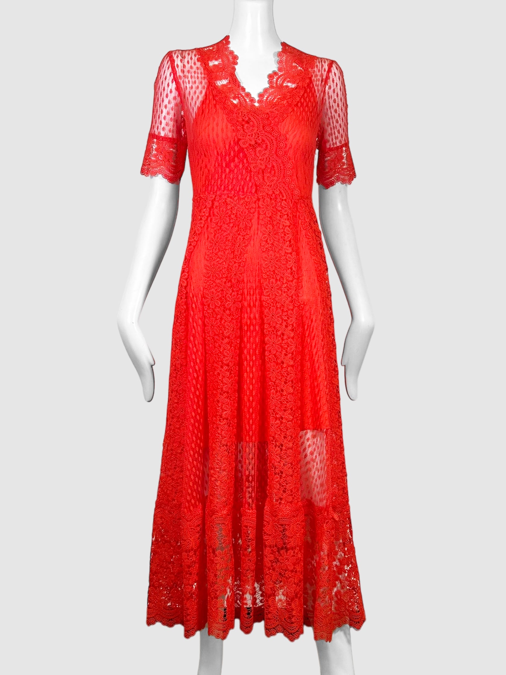 Lace V-Neck Maxi Dress - Size 1