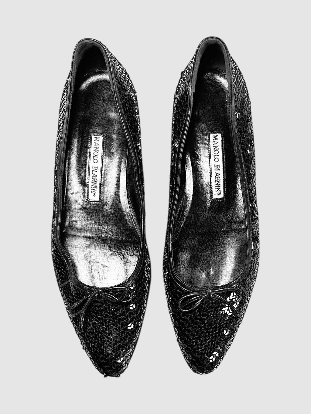 Sequinned Pointed Toe Flats - Size 37.5