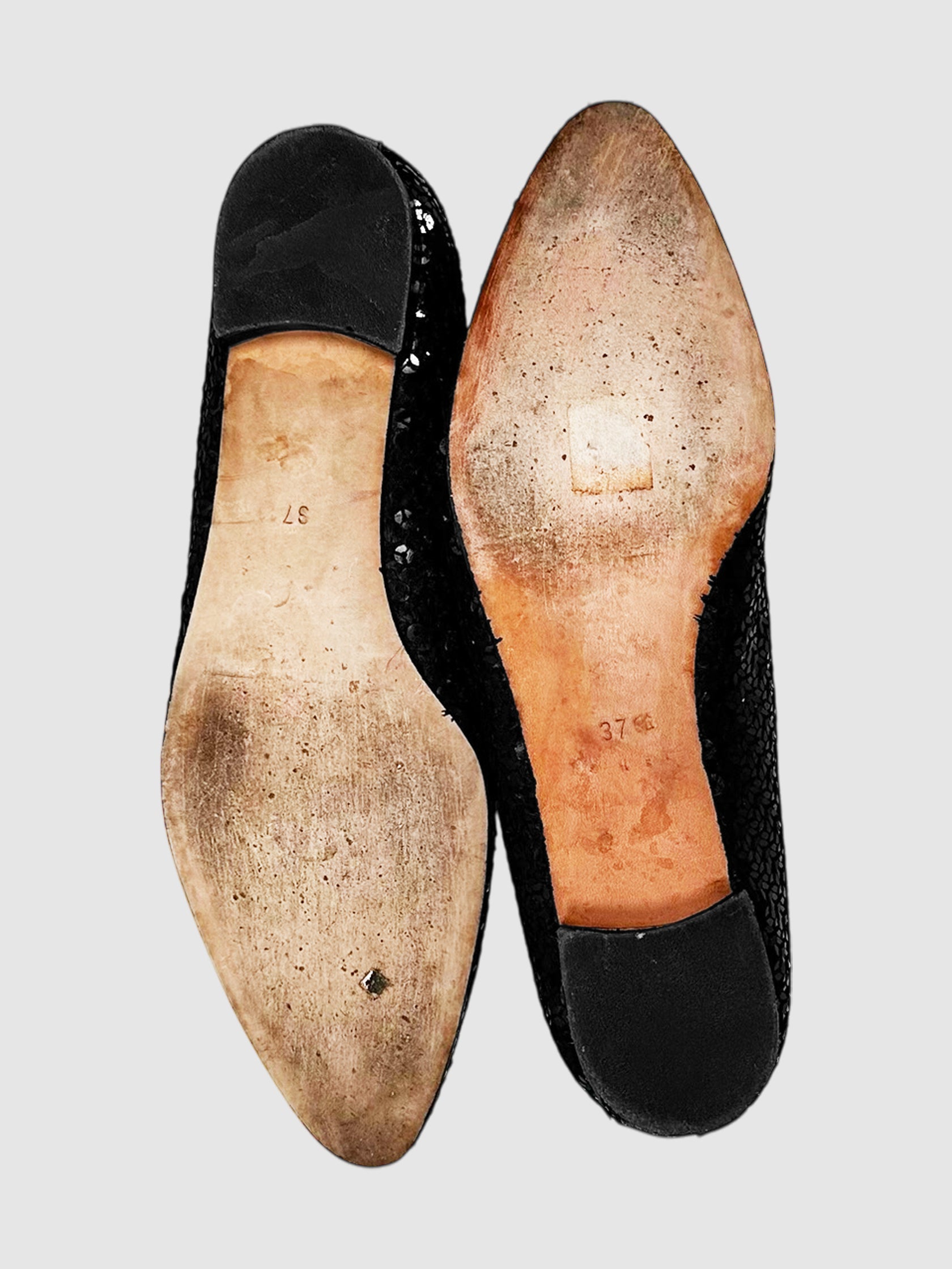 Sequinned Pointed Toe Flats - Size 37.5