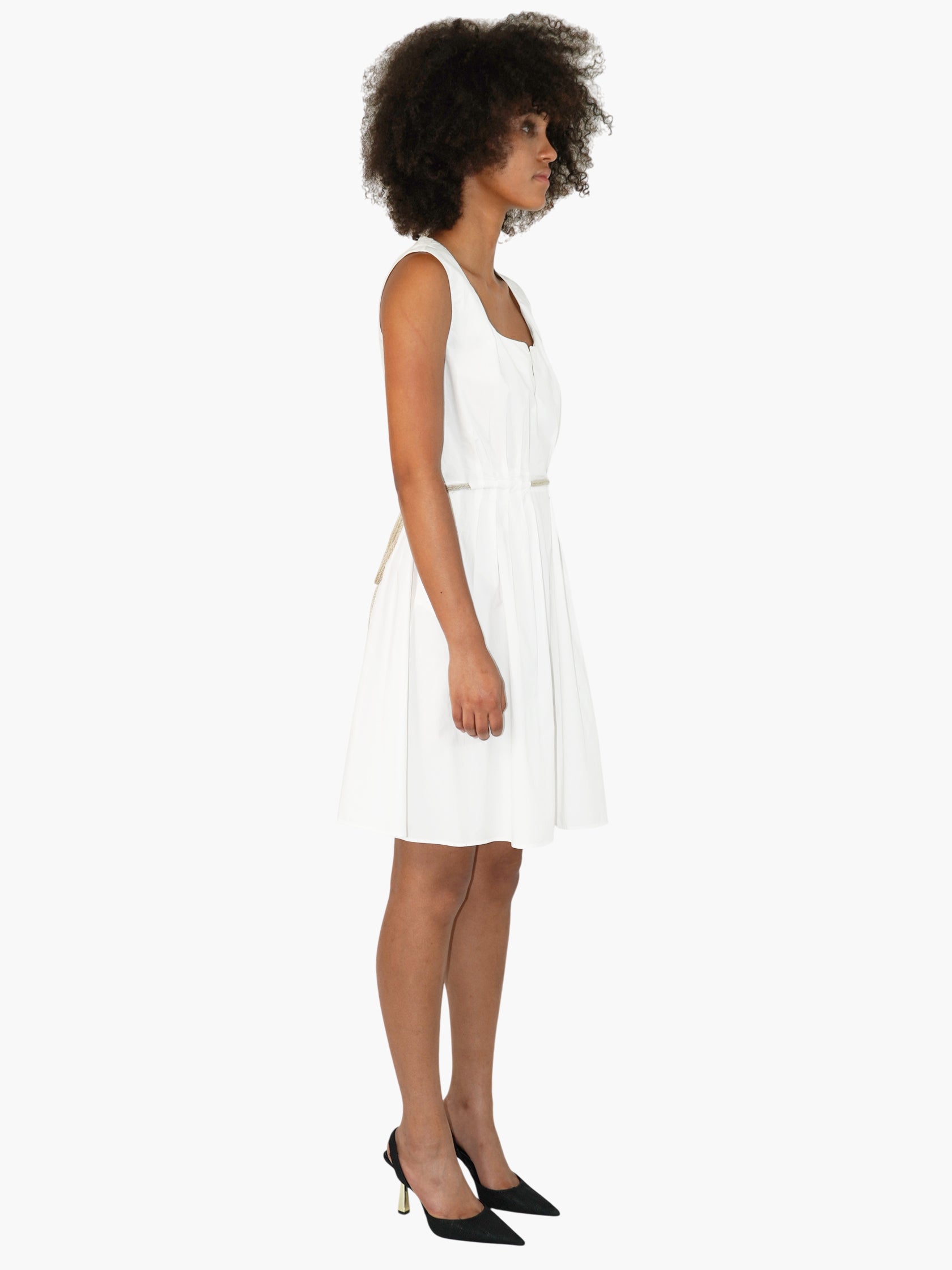 Pleated Belted Dress