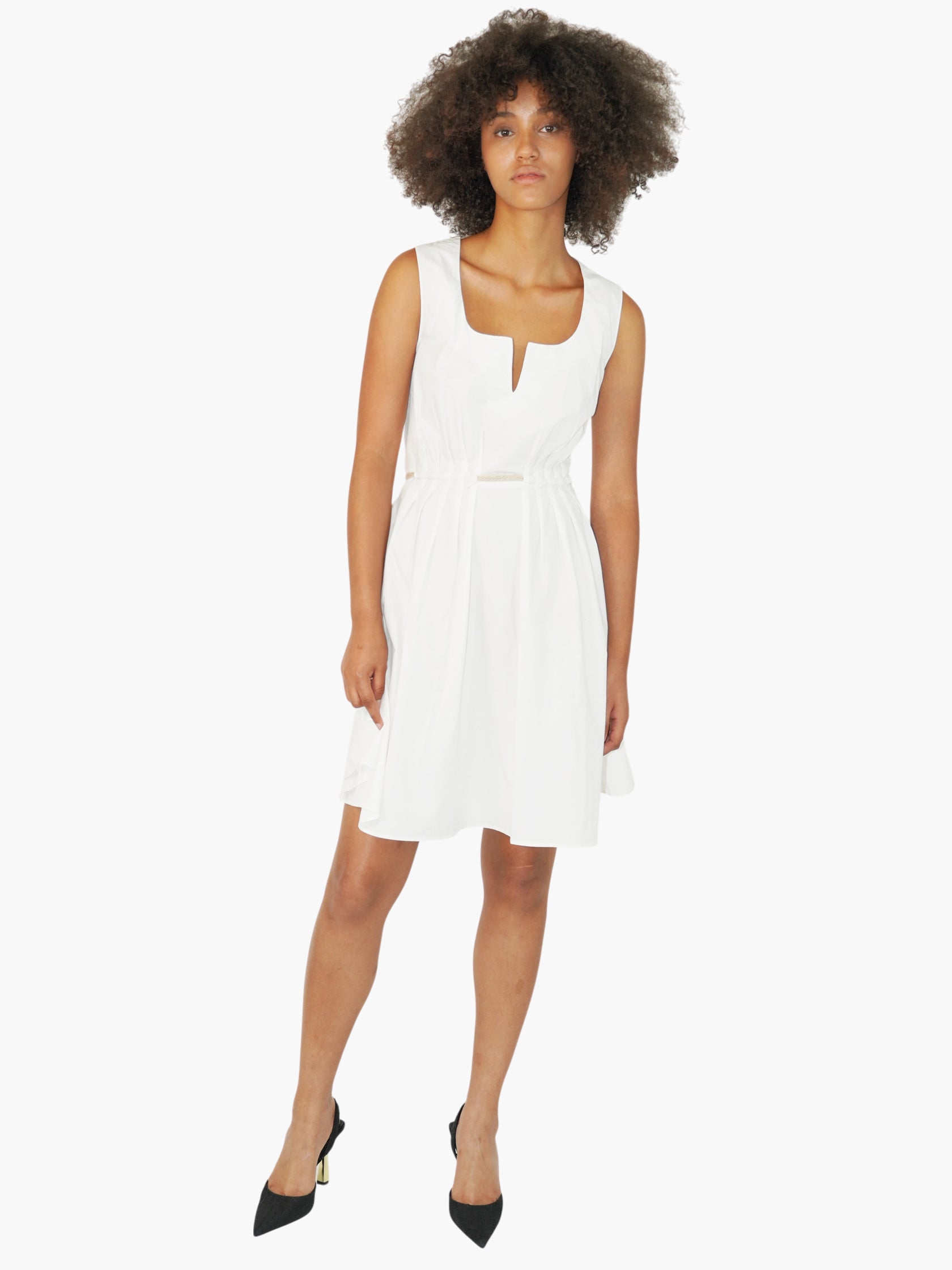 Pleated Belted Dress