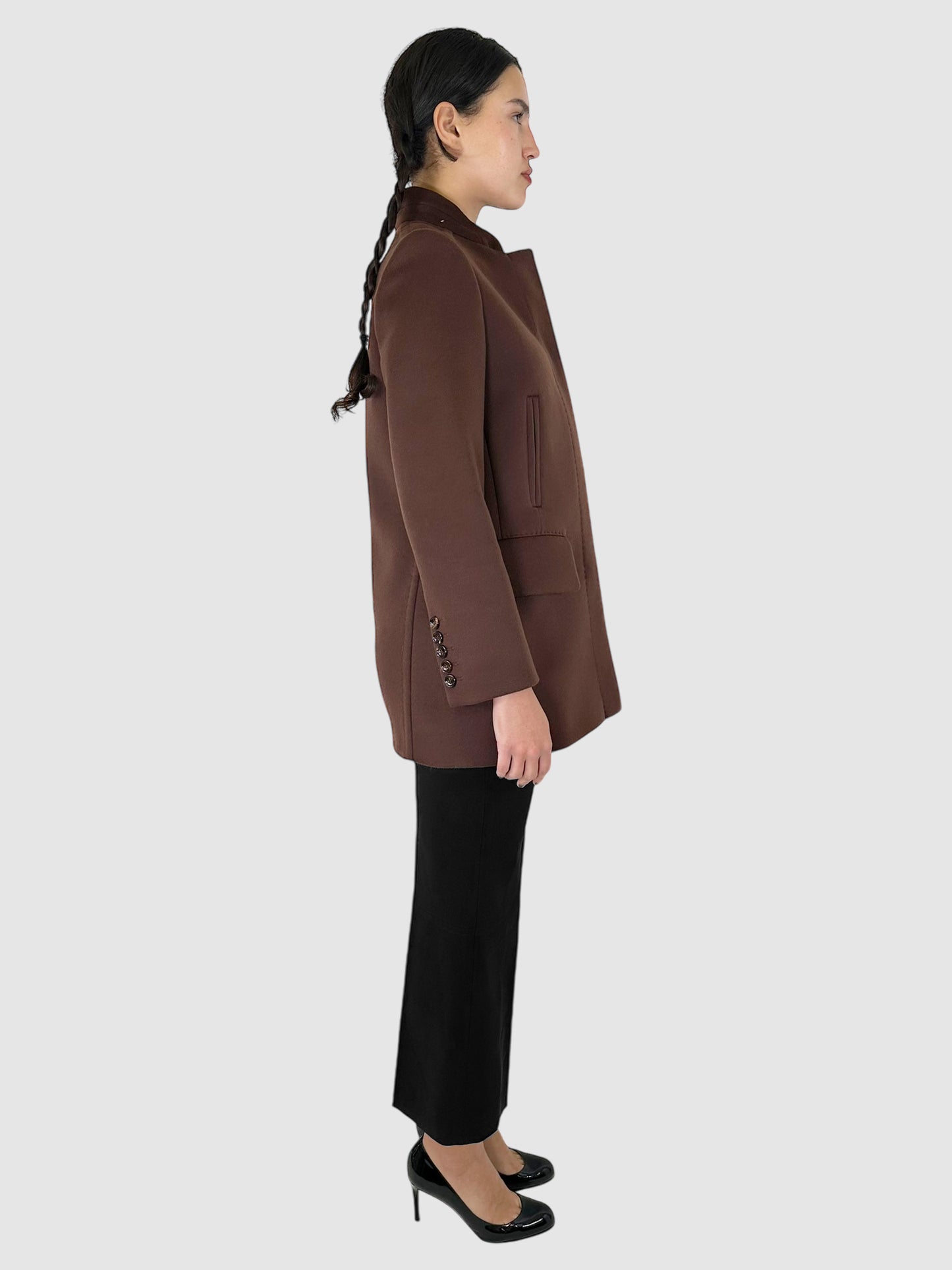 Wool and Cashmere Single-Breasted Coat - Size 6