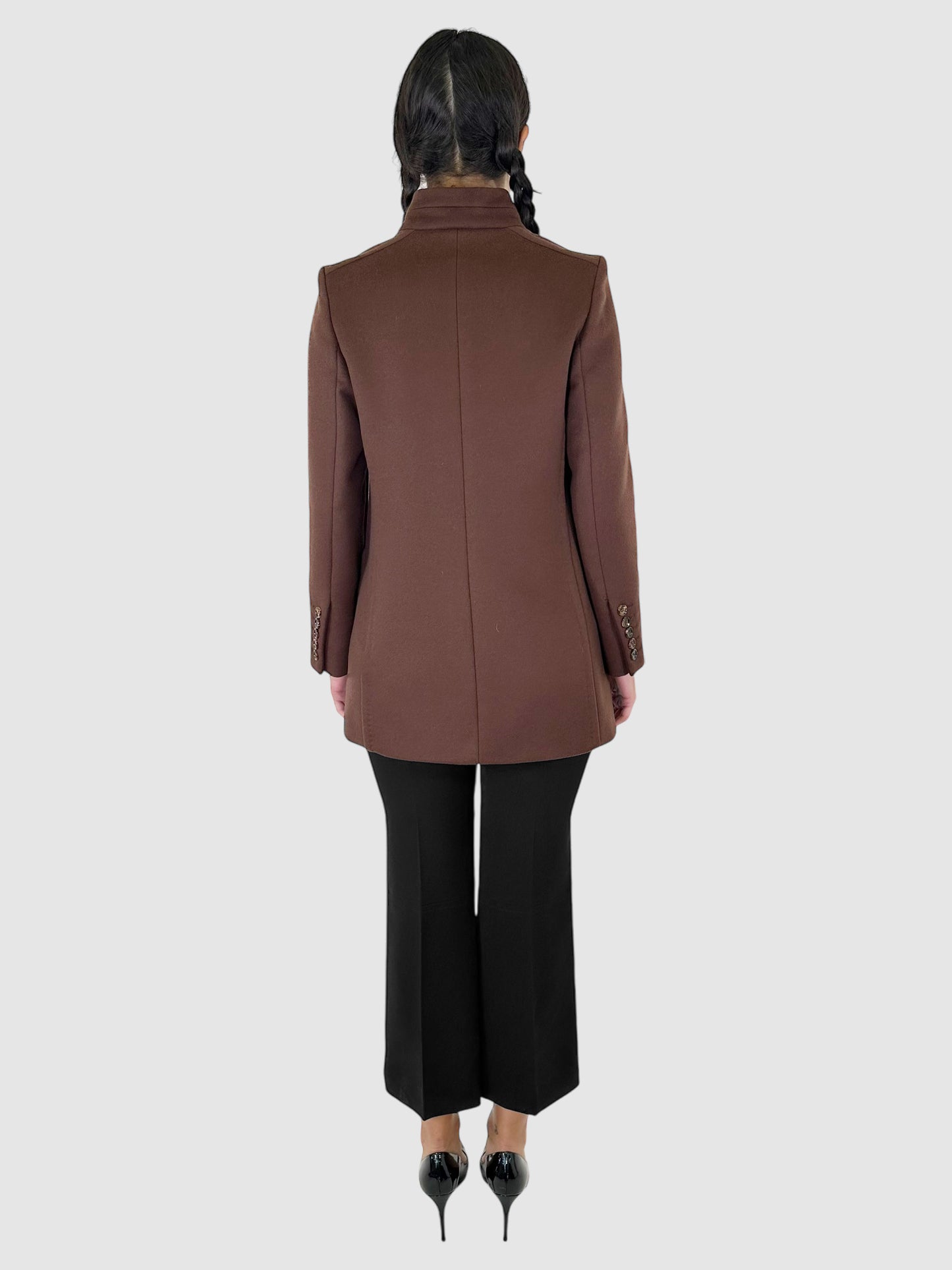 Wool and Cashmere Single-Breasted Coat - Size 6