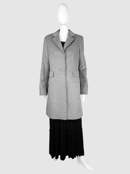 Wool Single-Breasted Coat - Size 14