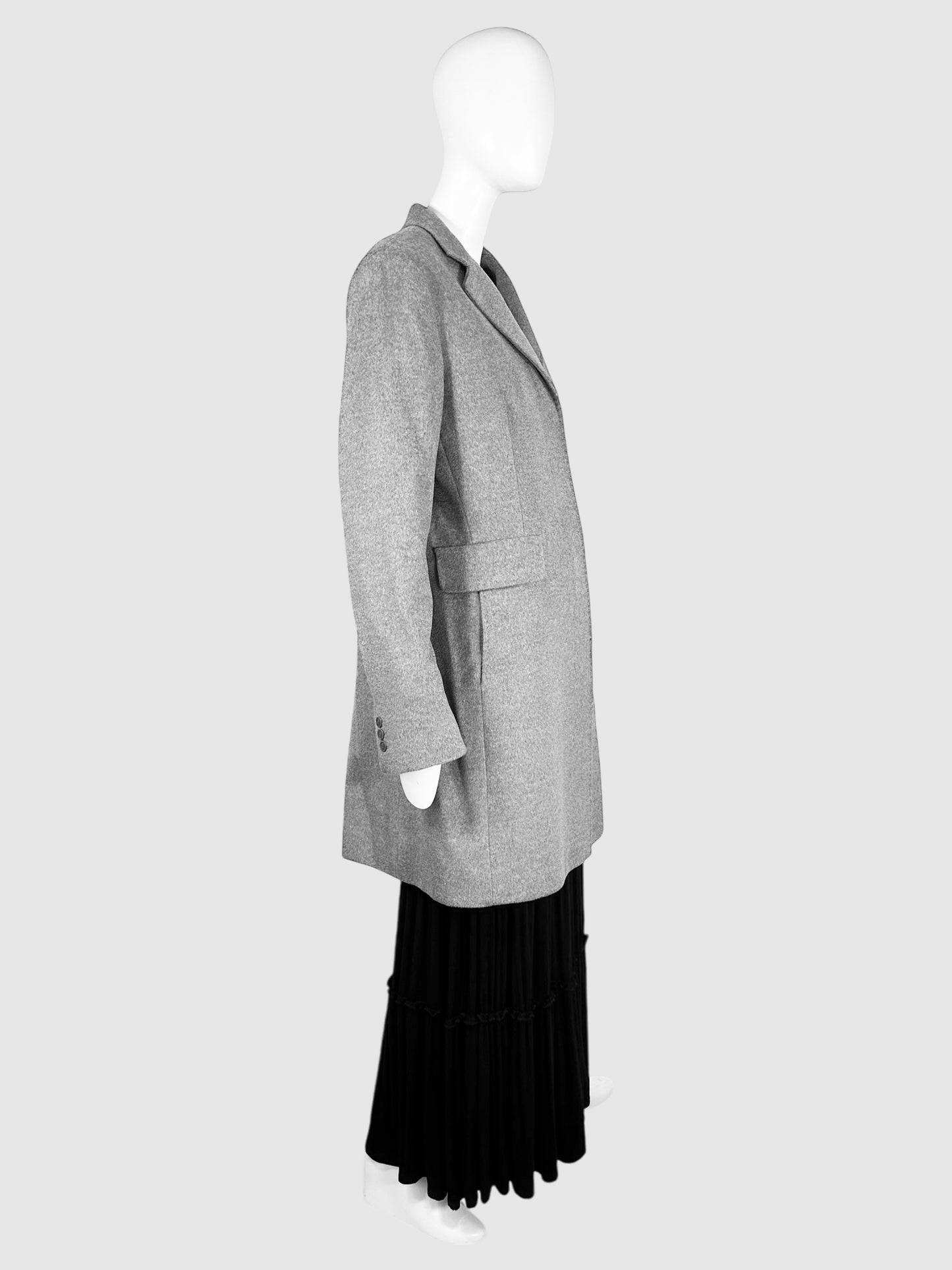 Wool Single-Breasted Coat - Size 14