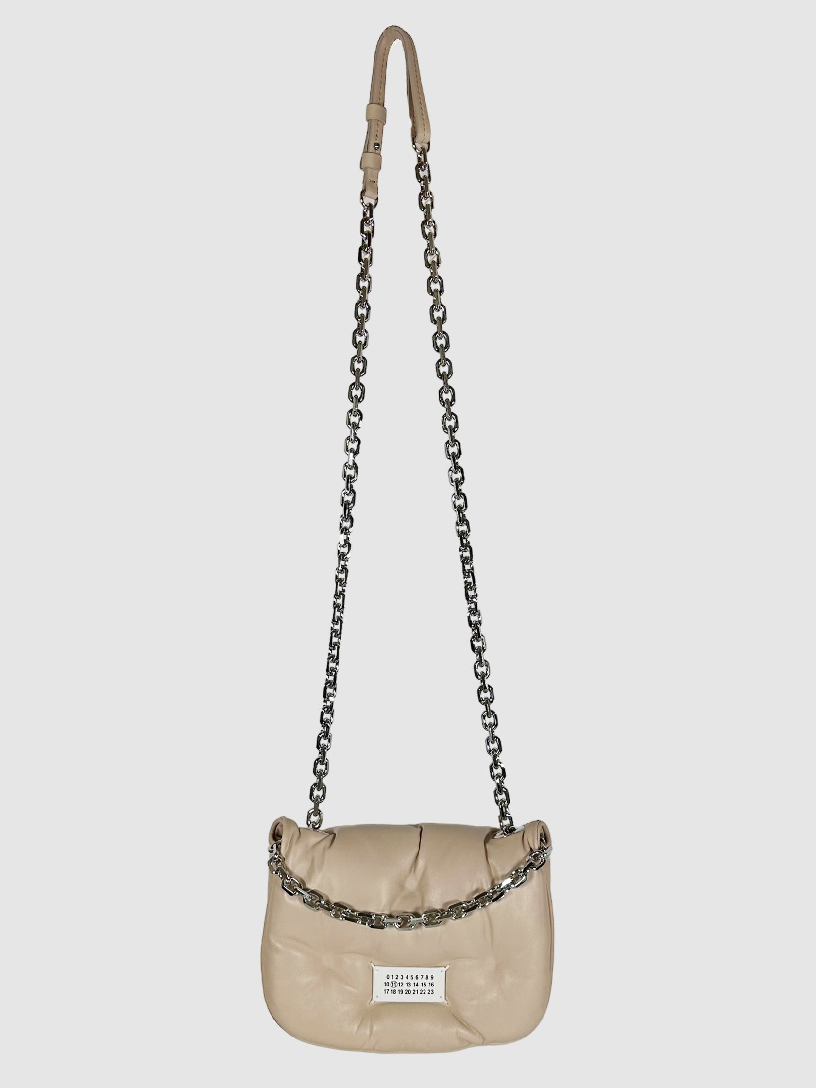 Maison Margiela Beige Leather Mini Glam Slam Flap Bag Consignment Secondhand Designer Luxury Resale Toronto Trendy