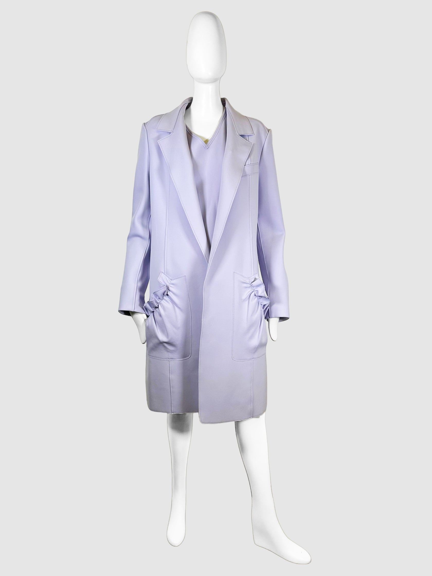Marie Saint Pierre Lavender Purple V-Neck Short Sleeve Mini Dress with Elasticized Hem Size 4  Consignment Secondhand Designer Luxury Resale Toronto Trendy