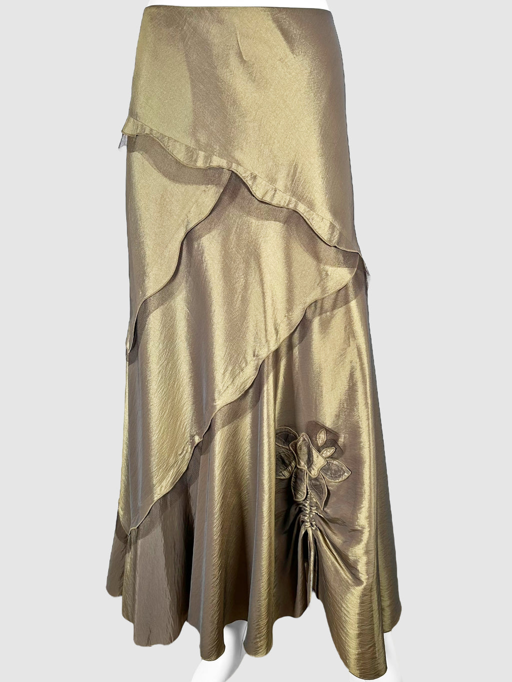 Flower Detail Ruched Maxi Skirt - Size 16