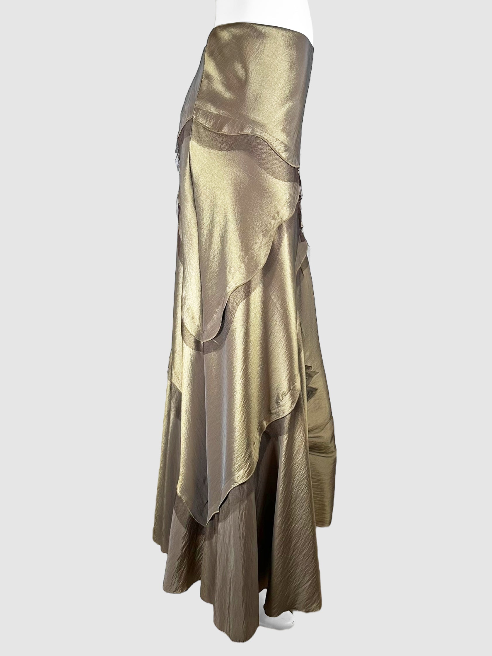 Flower Detail Ruched Maxi Skirt - Size 16