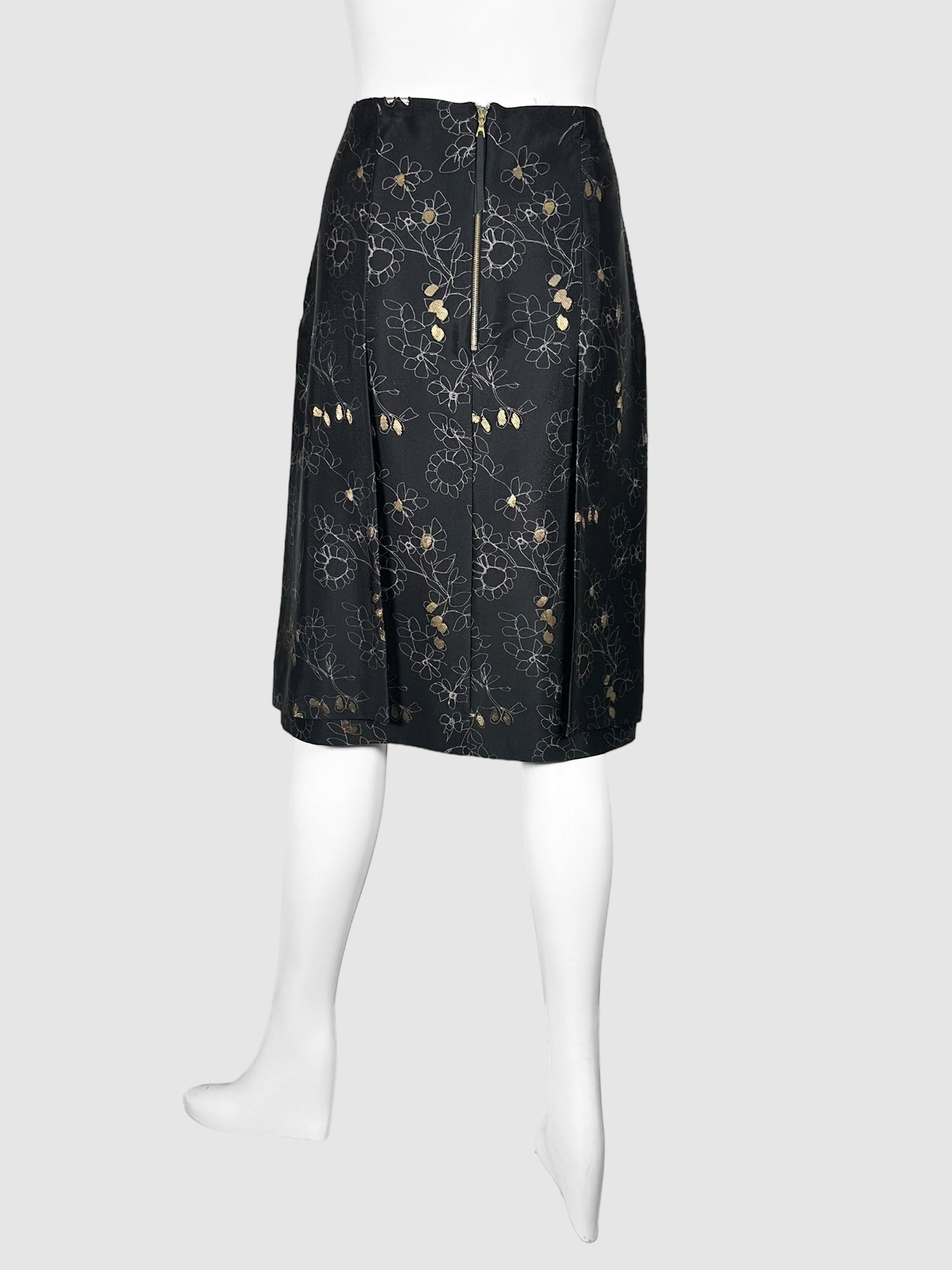 Floral Pleated Midi Skirt