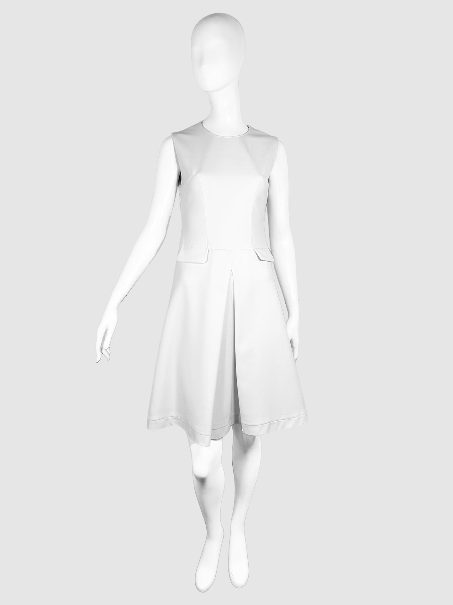 Mauro Grifoni White Front Pleat Sleeveless A-Line Mini Dress Size 44 Consignment Secondhand Designer Luxury Resale Toronto Trendy