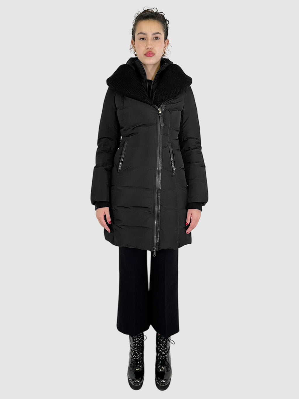 Brigid Knit Collar Down Coat - Size S