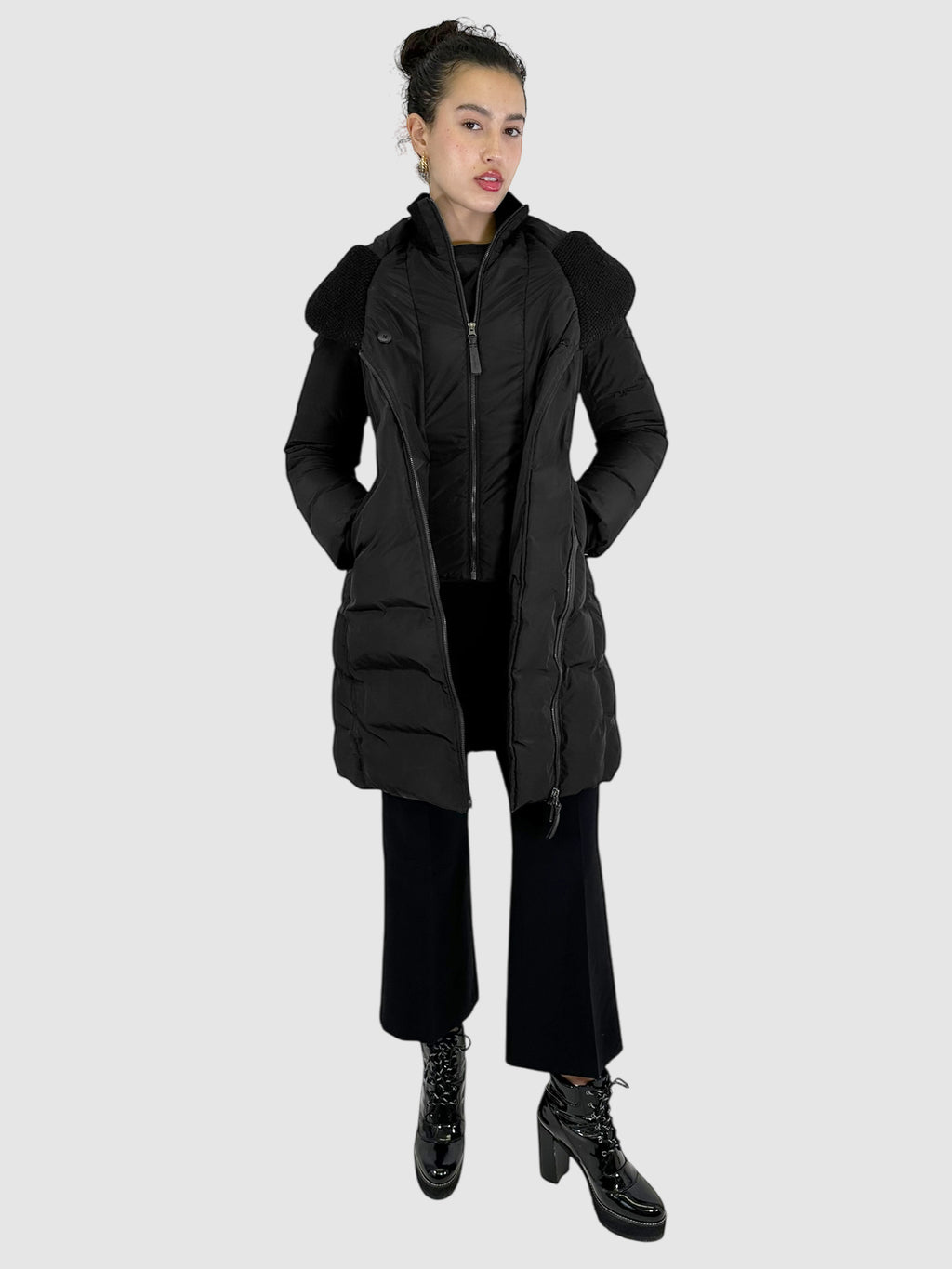 Brigid Knit Collar Down Coat - Size S