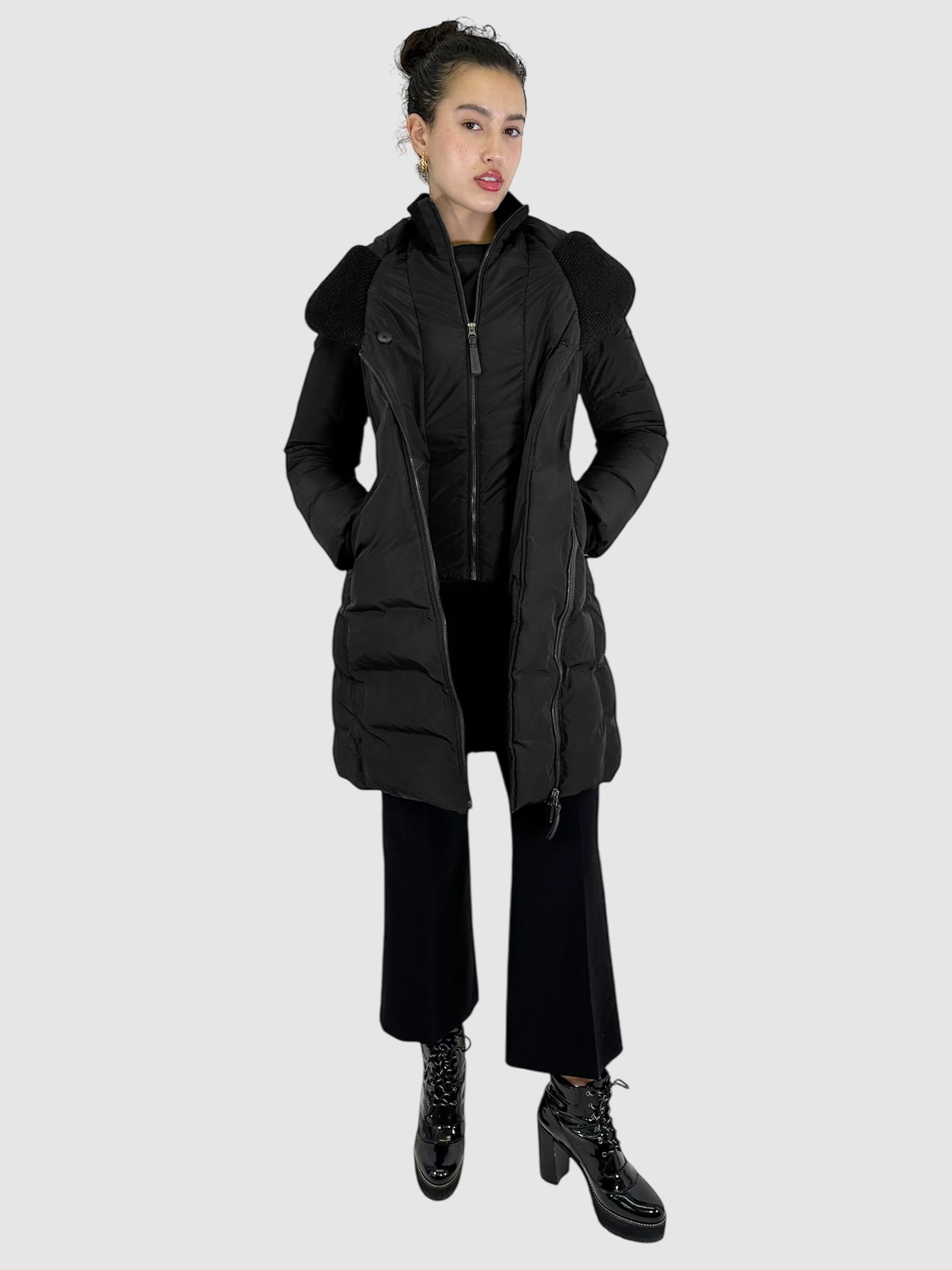 Brigid Knit Collar Down Coat - Size S