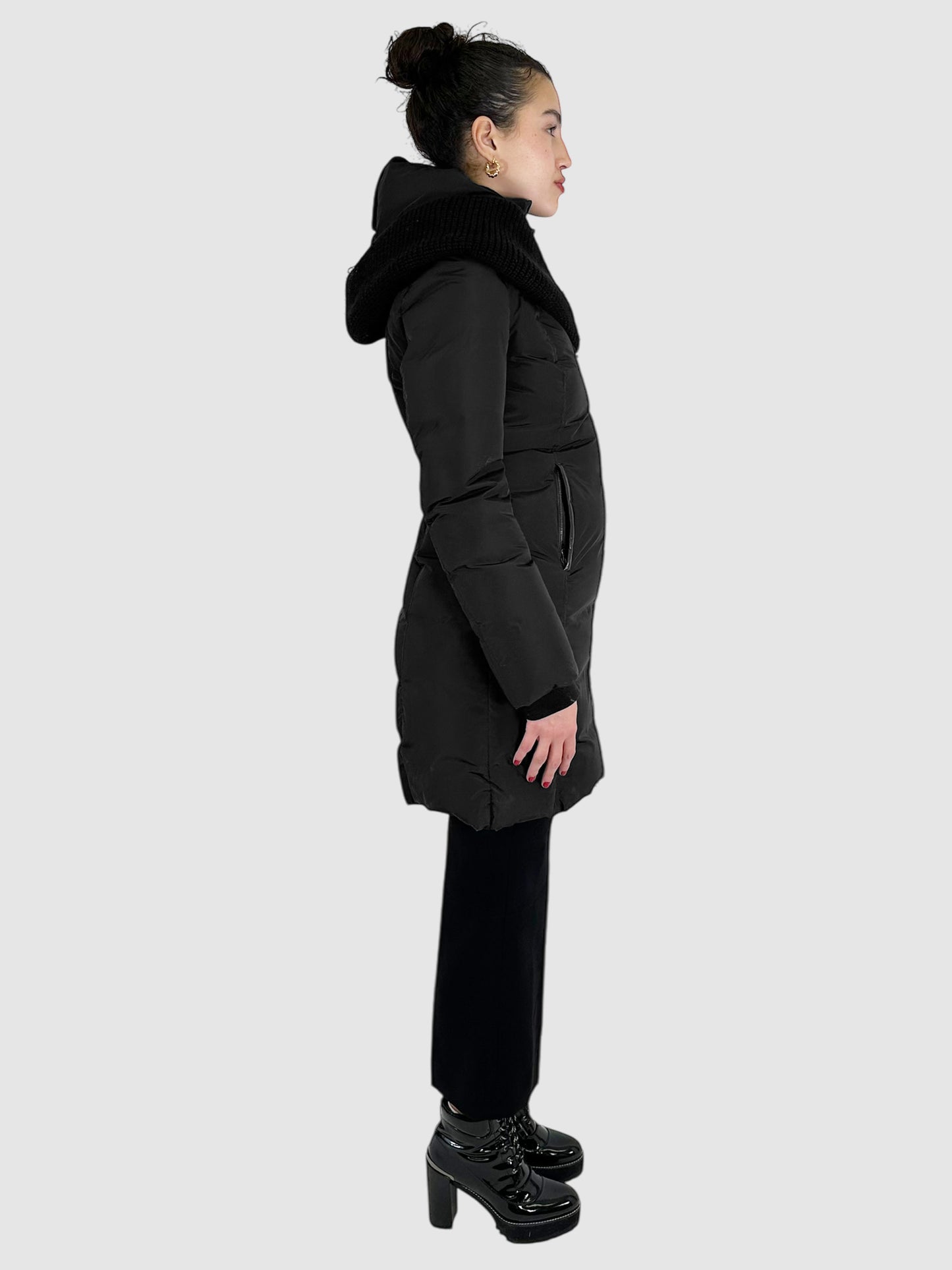 Brigid Knit Collar Down Coat - Size S