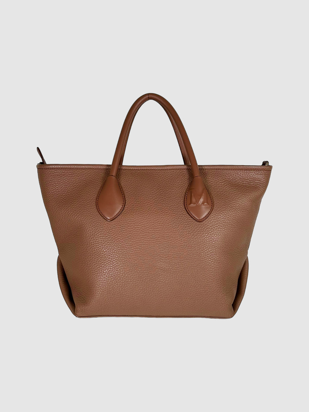 Max Mara Brown Pebbled Leather Miranda Tote Bag Consignment Secondhand Designer Luxury Resale Toronto Trendy