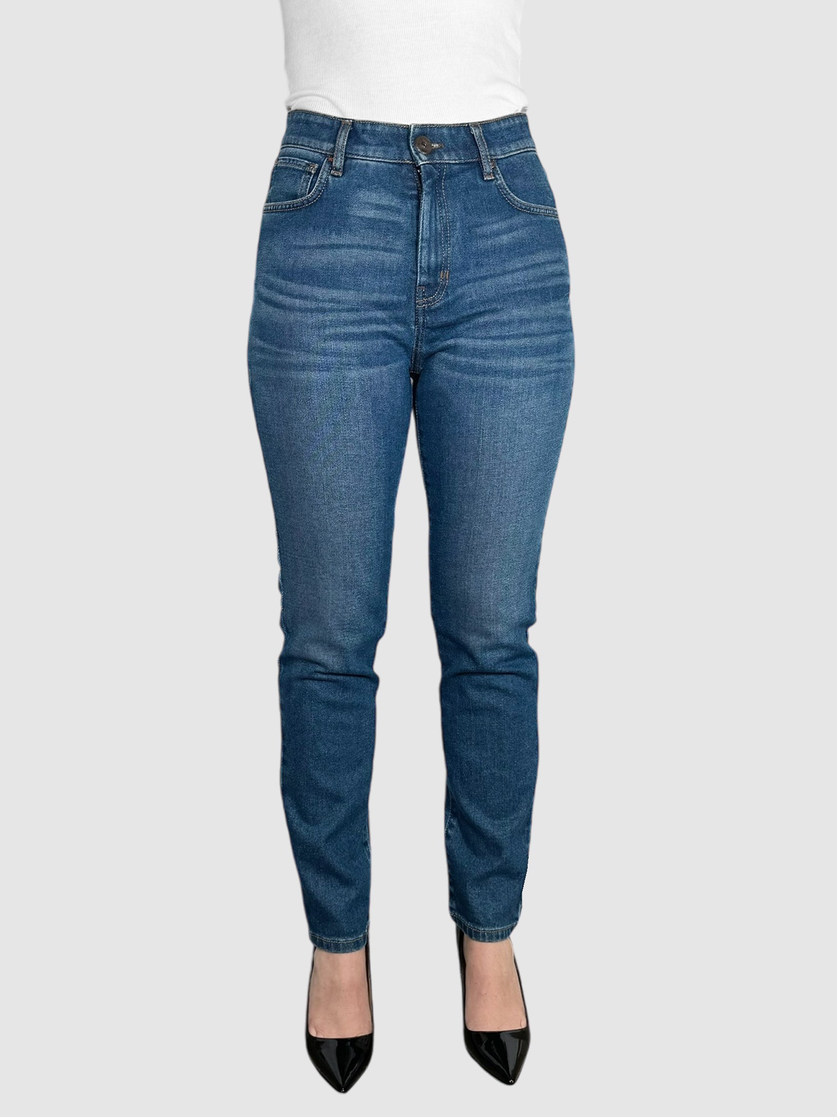 Whiskered Cigarette Crop Jeans - Size 6