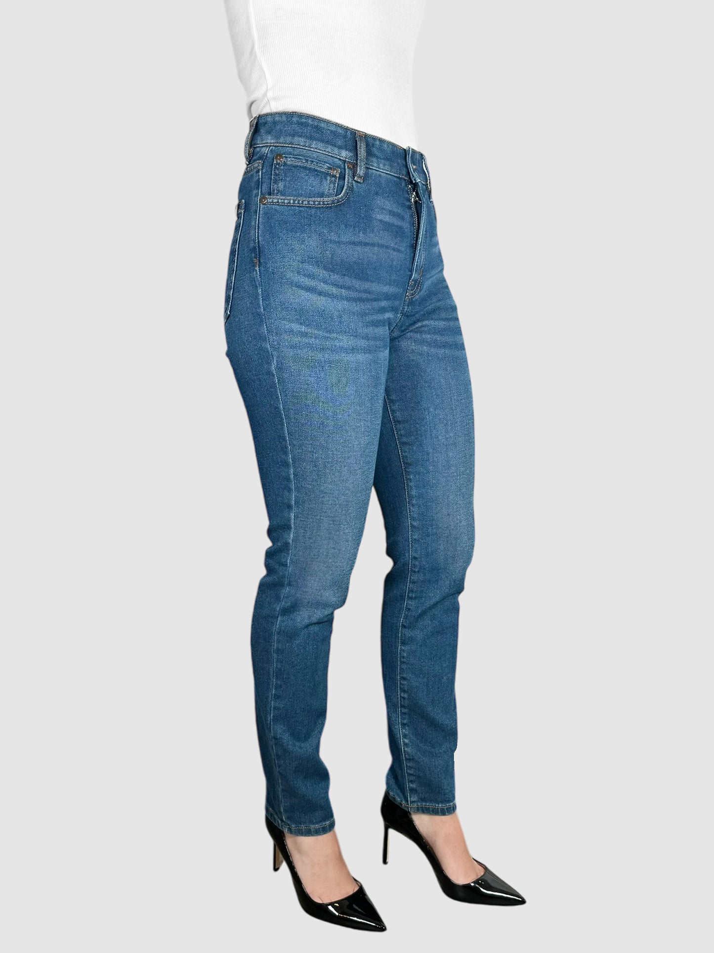 Whiskered Cigarette Crop Jeans - Size 6