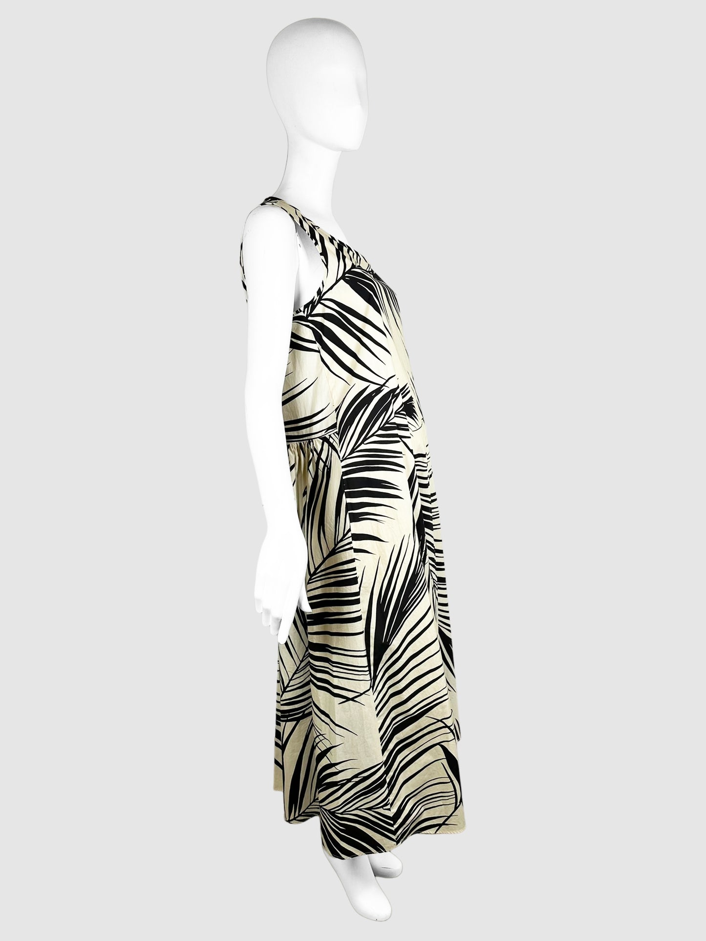 Leaf Print Sleeveless Maxi Dress - Size 10