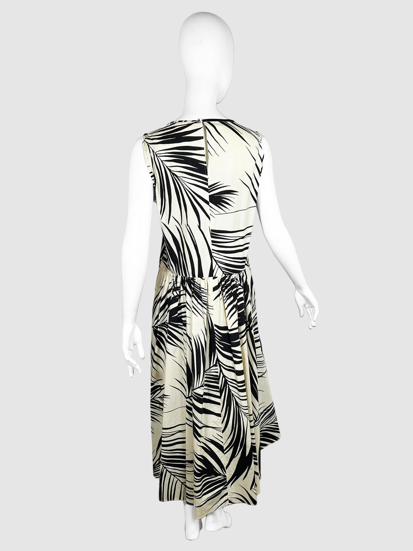 Leaf Print Sleeveless Maxi Dress - Size 10