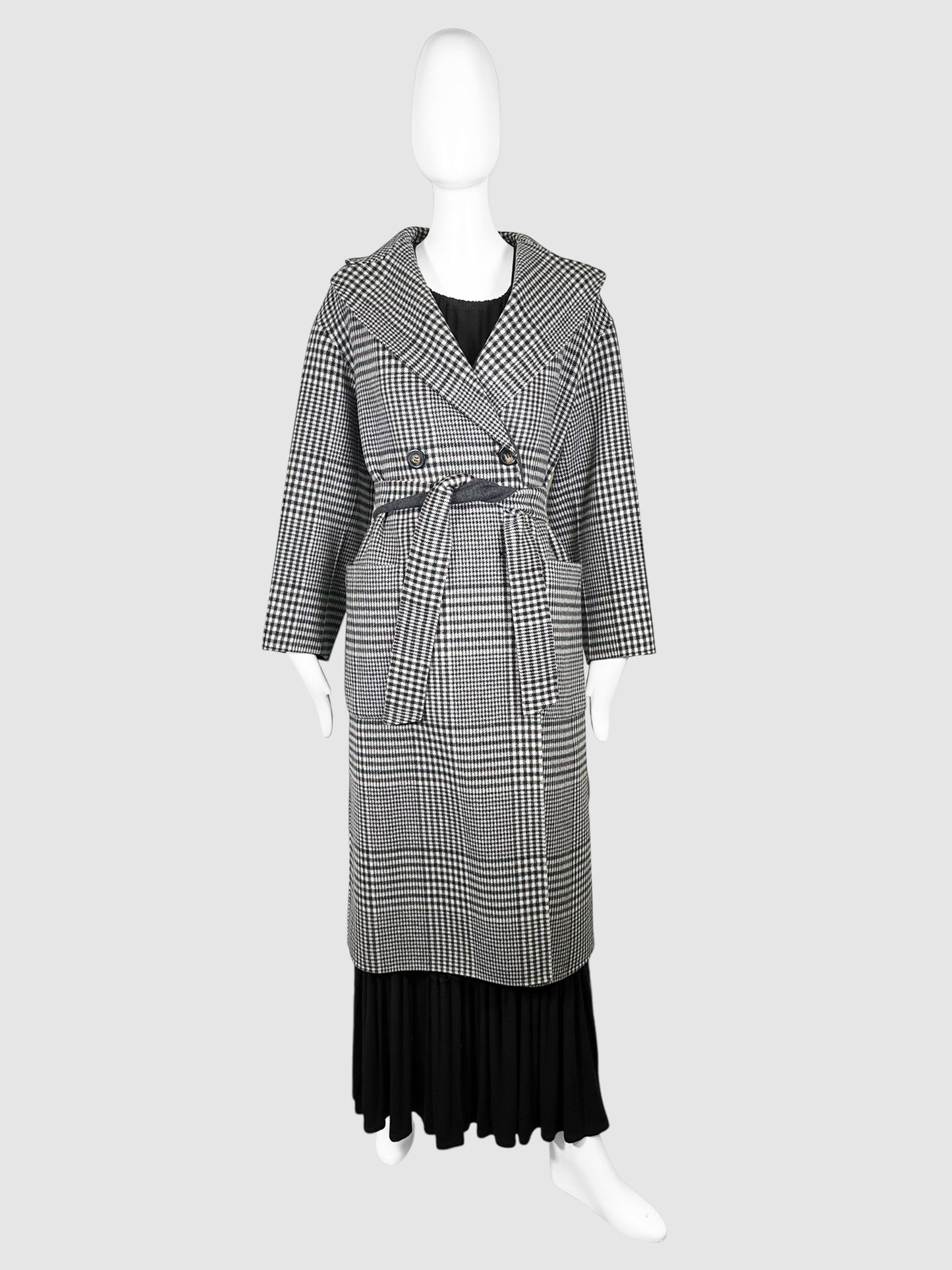 Reversible Plaid Belted Trench Coat - Size 4