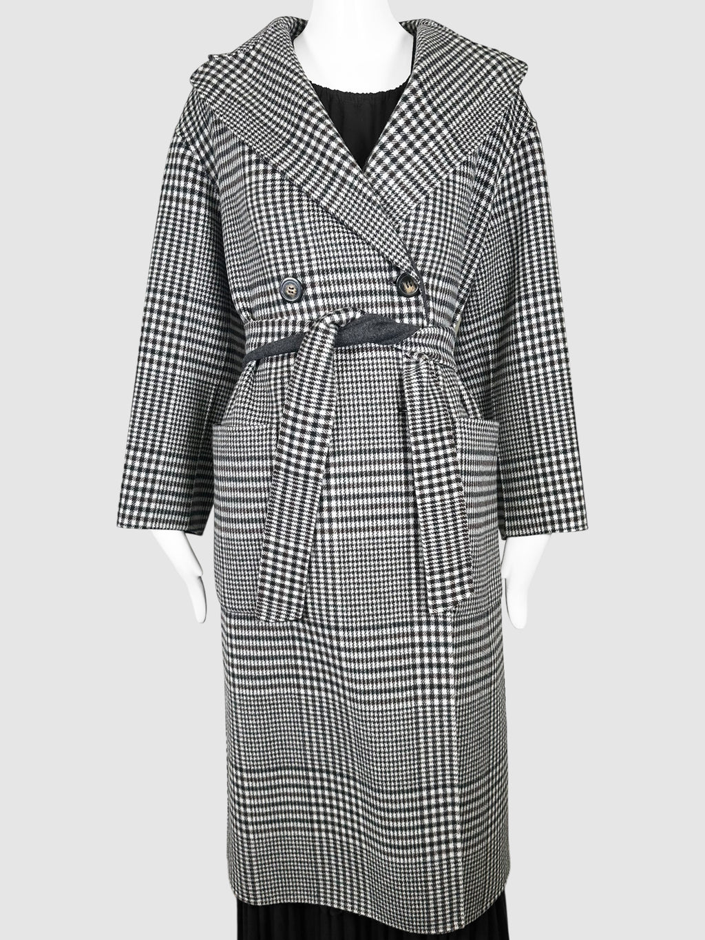 Reversible Plaid Belted Trench Coat - Size 4