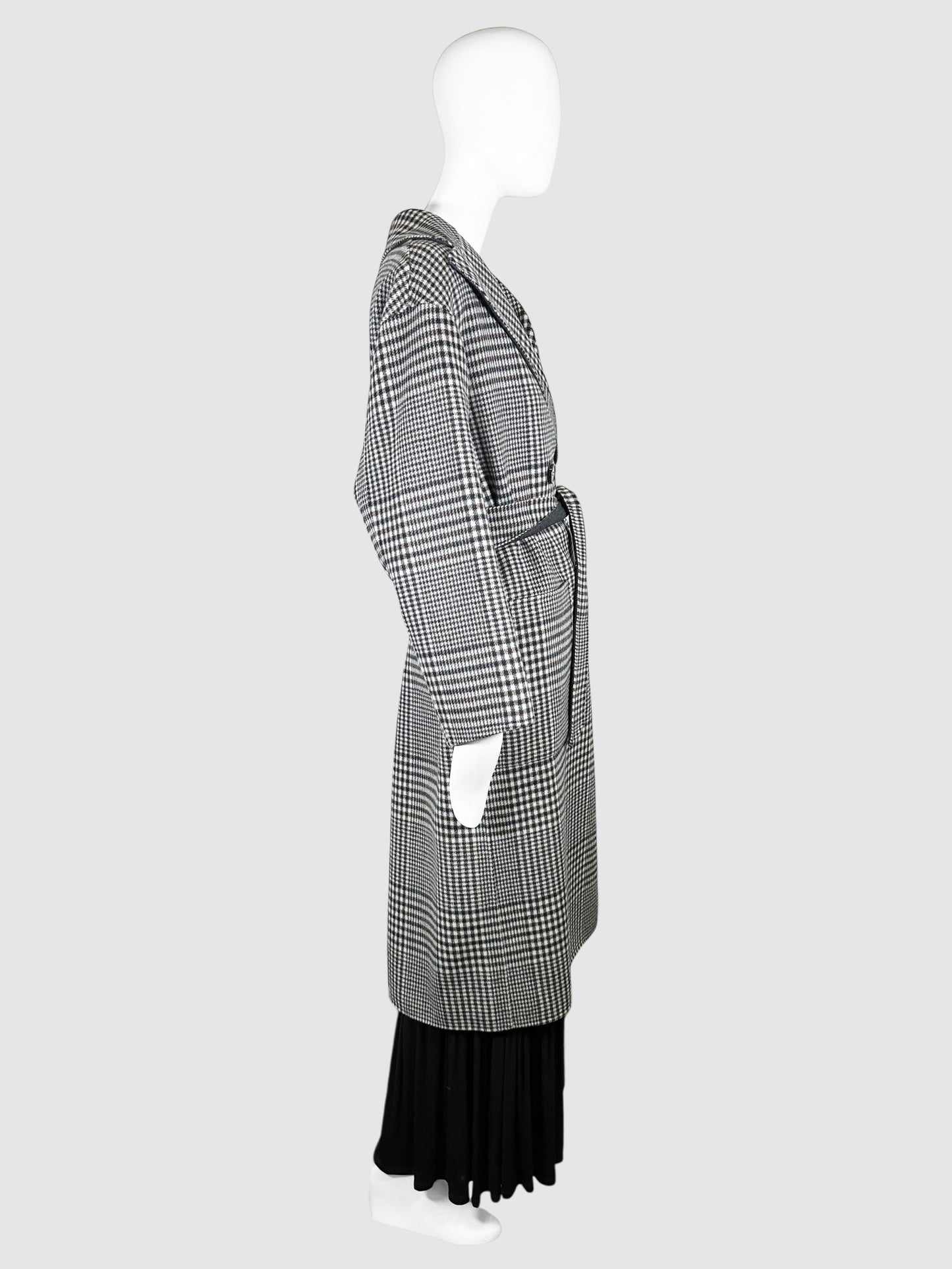 Reversible Plaid Belted Trench Coat - Size 4