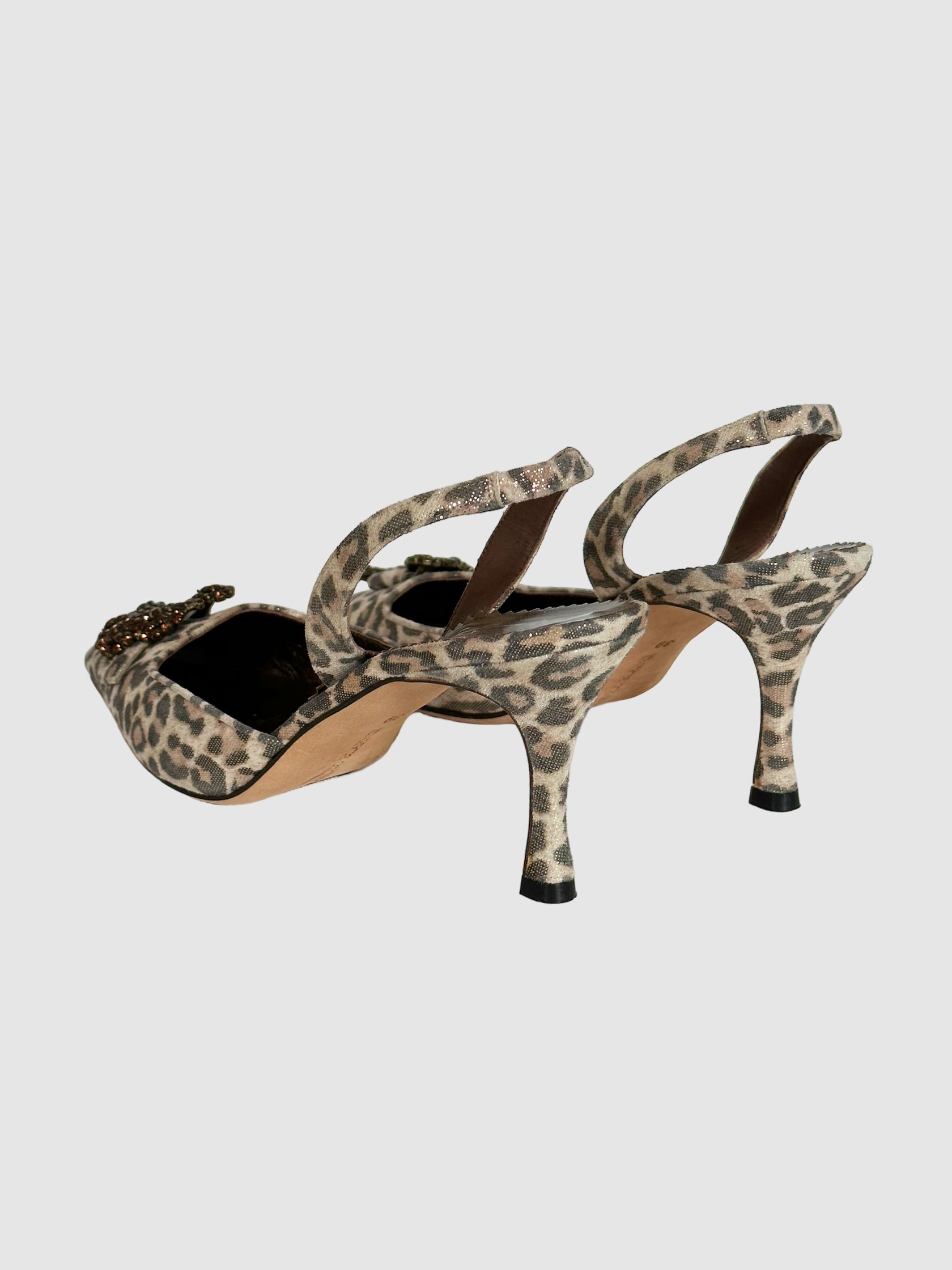 Leopard Print Slingback Pumps - Size 39