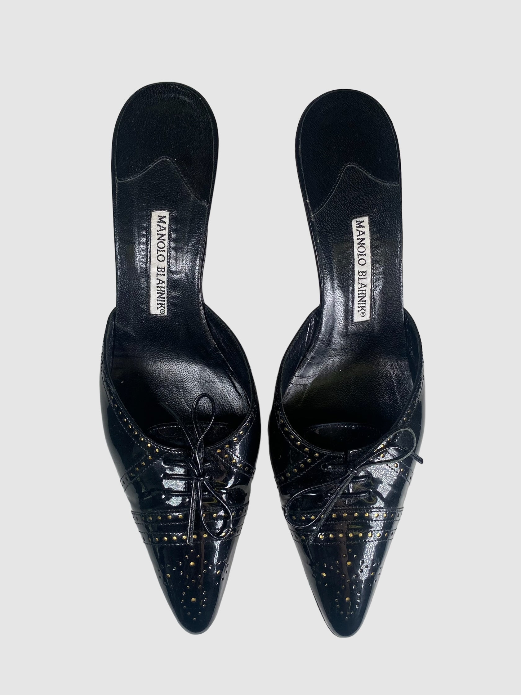 Manolo Blahnik Leather Kitten Heels - Size 40