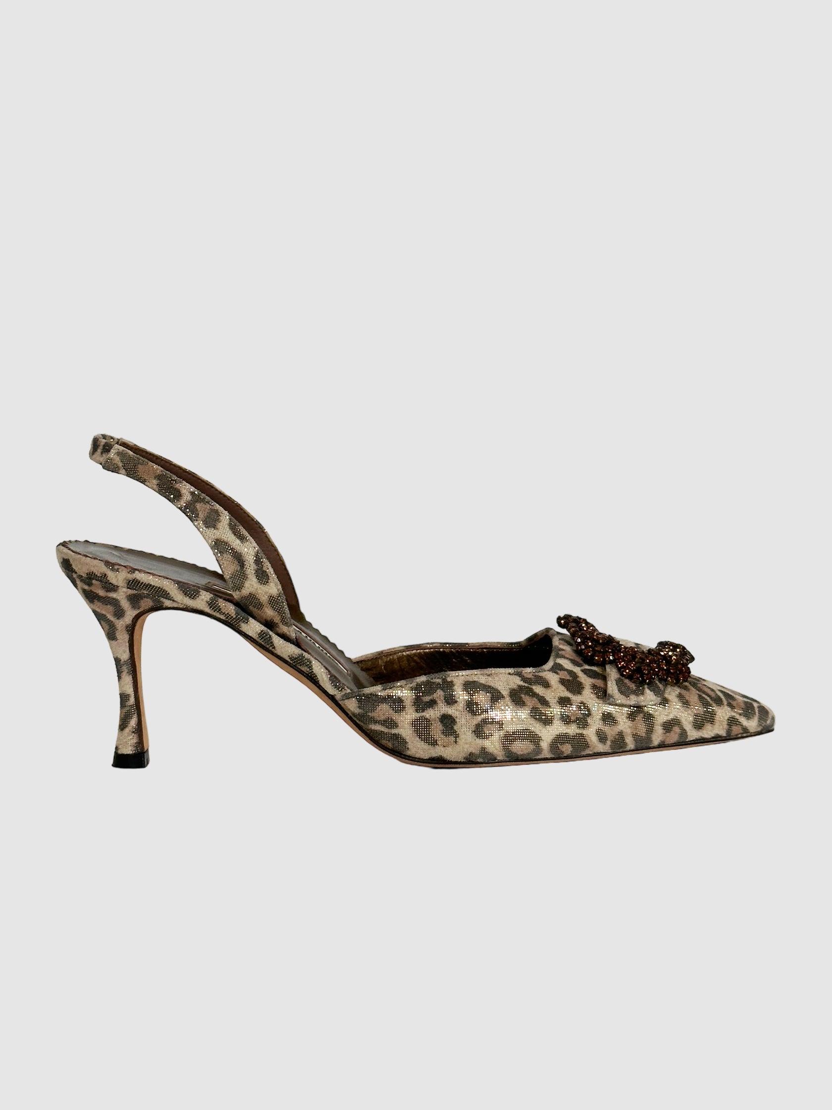 Leopard Print Slingback Pumps - Size 39